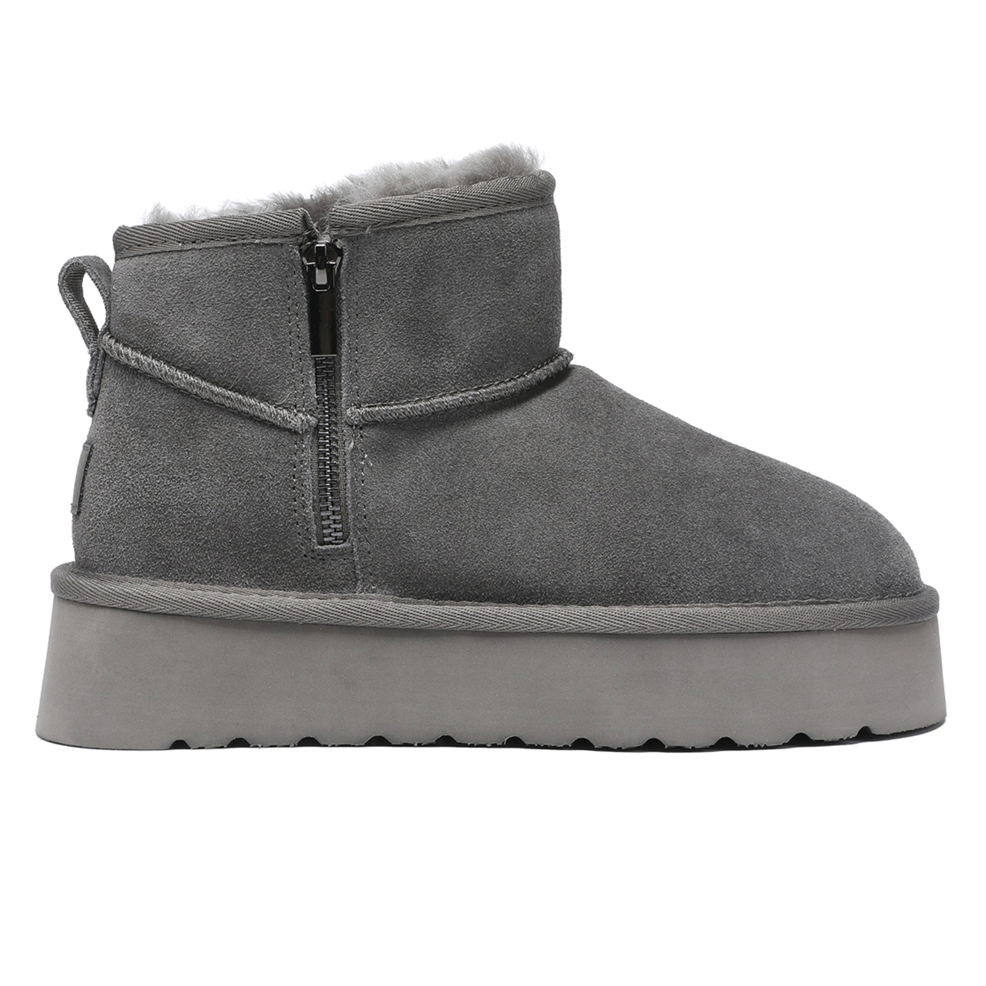 Auzland UGG Merino Ultra Mini Zipper Platform Boots for women, featuring plush lining and zipper detail on classic UGG-style shoes.