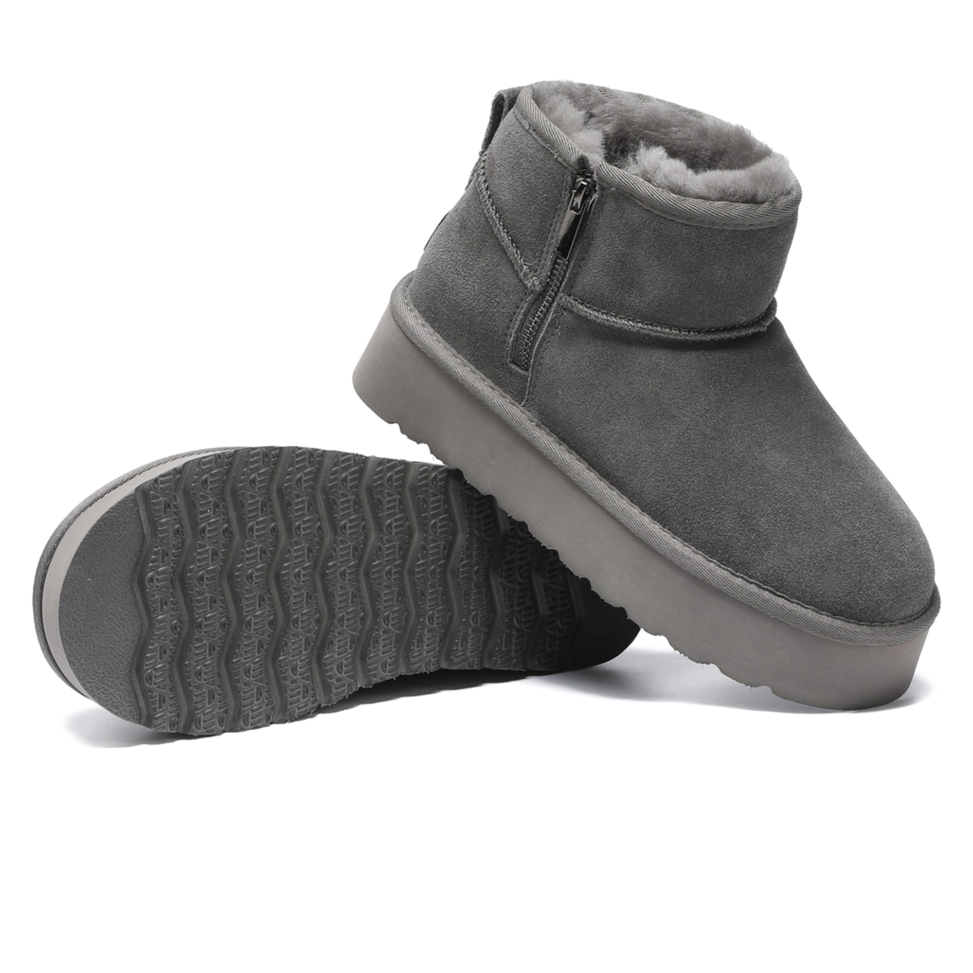 Auzland UGG Merino Ultra Mini Zipper Platform Boots for women, featuring a cozy merino wool interior and stylish mini boot design.