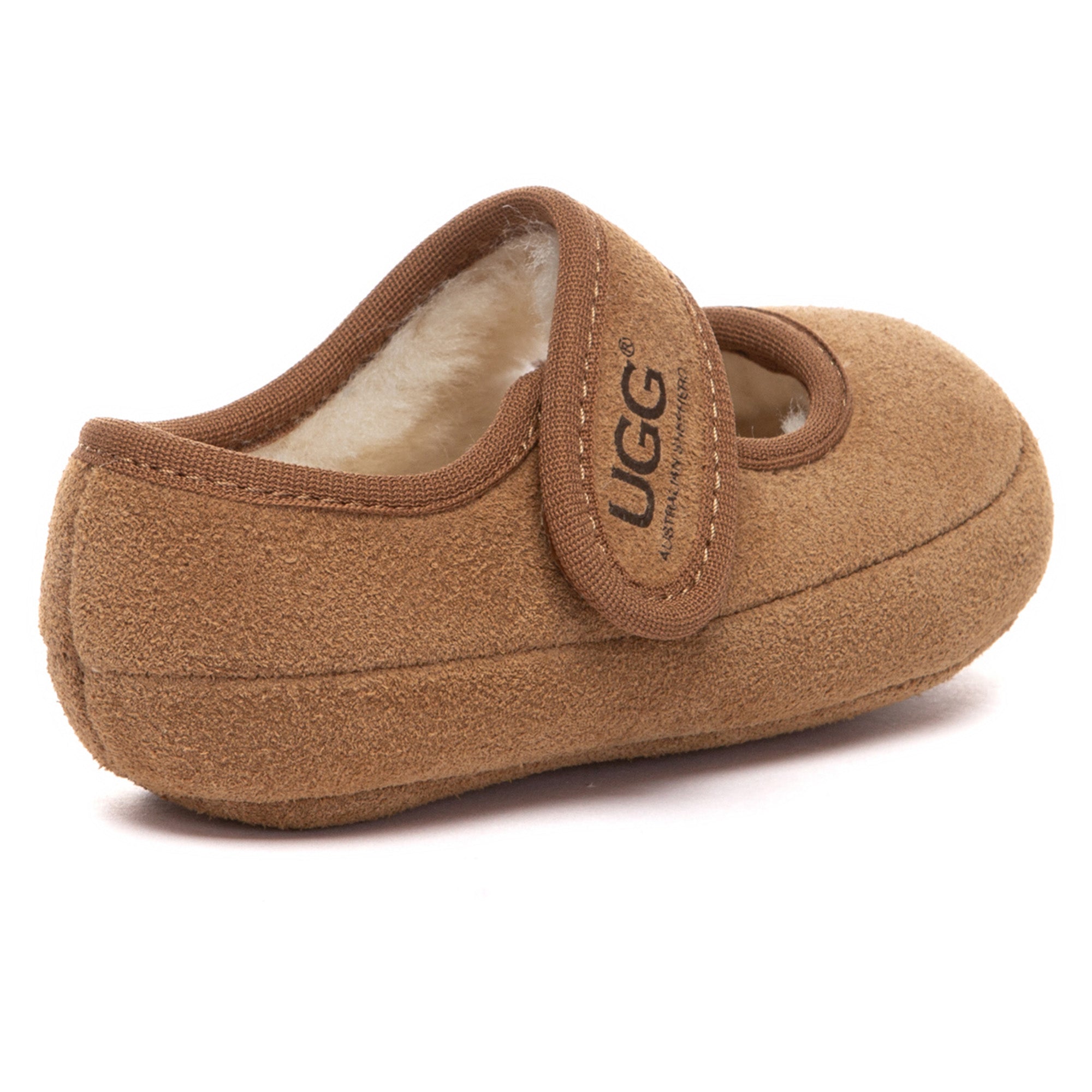 Toddler UGG Millie Mary Jane slippers in soft pink from EverUgg, featuring cozy plush lining and durable sole for little feet.