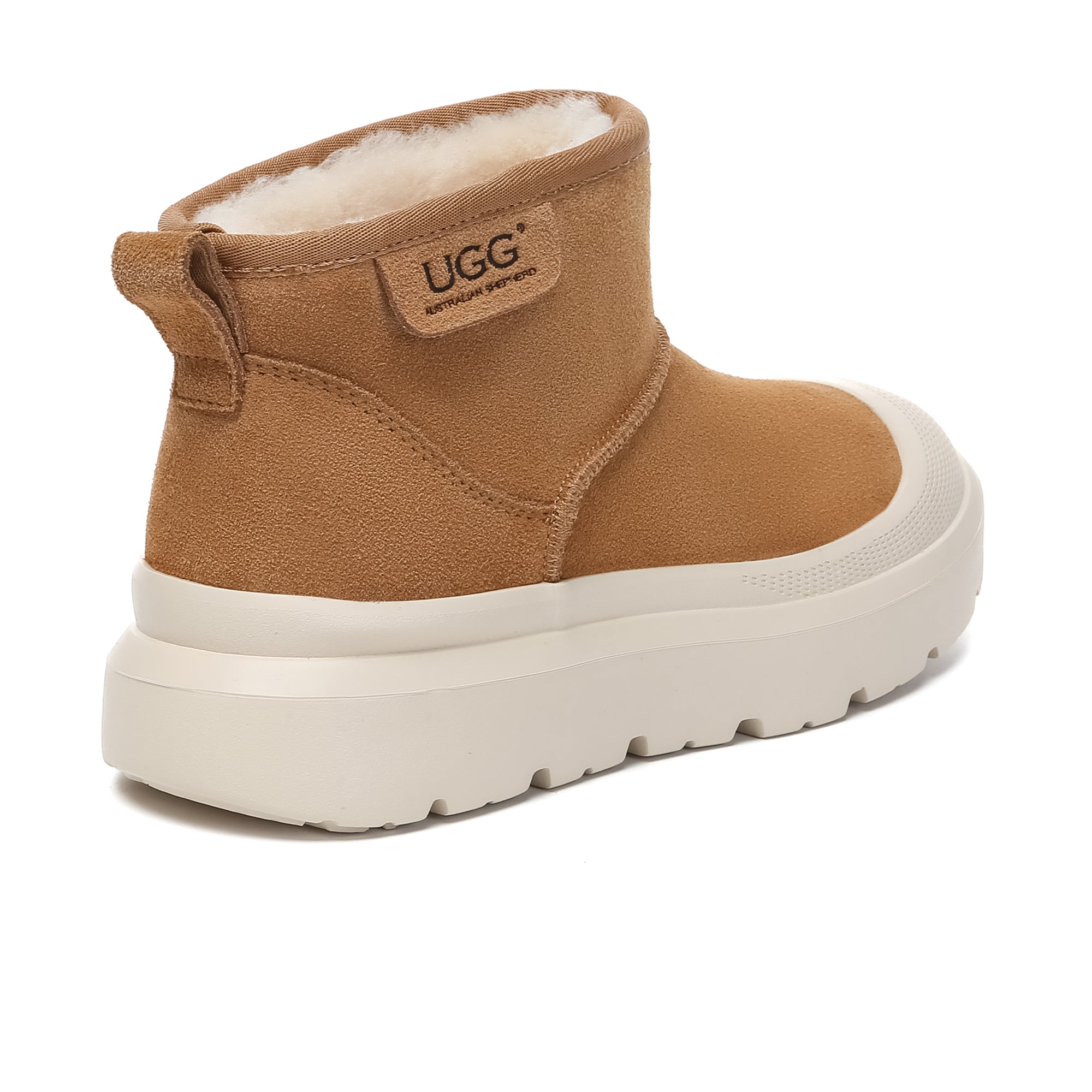 Black UGG outdoor mini classic platform boots for women by EverUgg, featuring a sleek design and rugged sole.