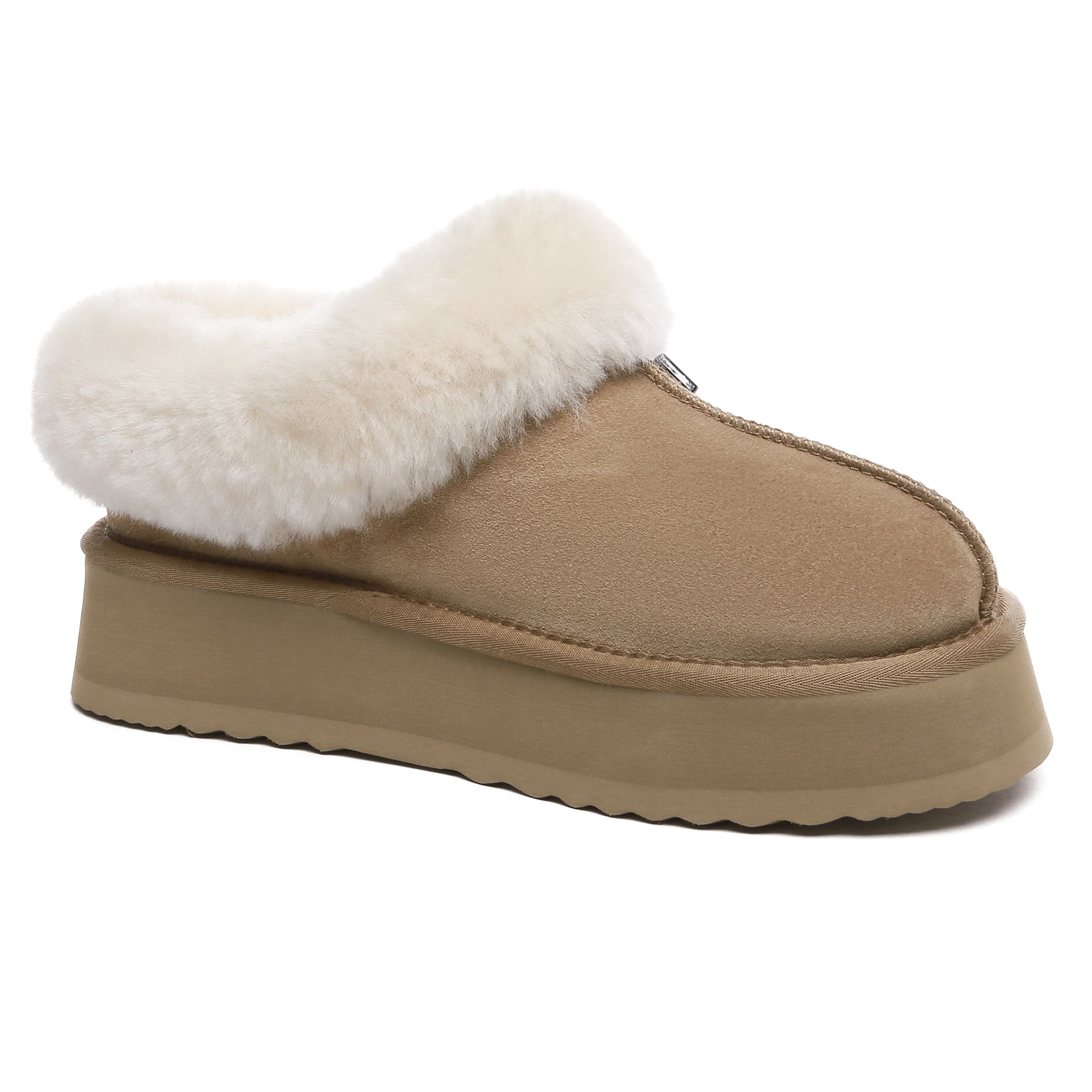 EverUgg UGG platform ankle slippers, soft slip-on shoes with plush lining and chunky sole, displayed on a neutral background.