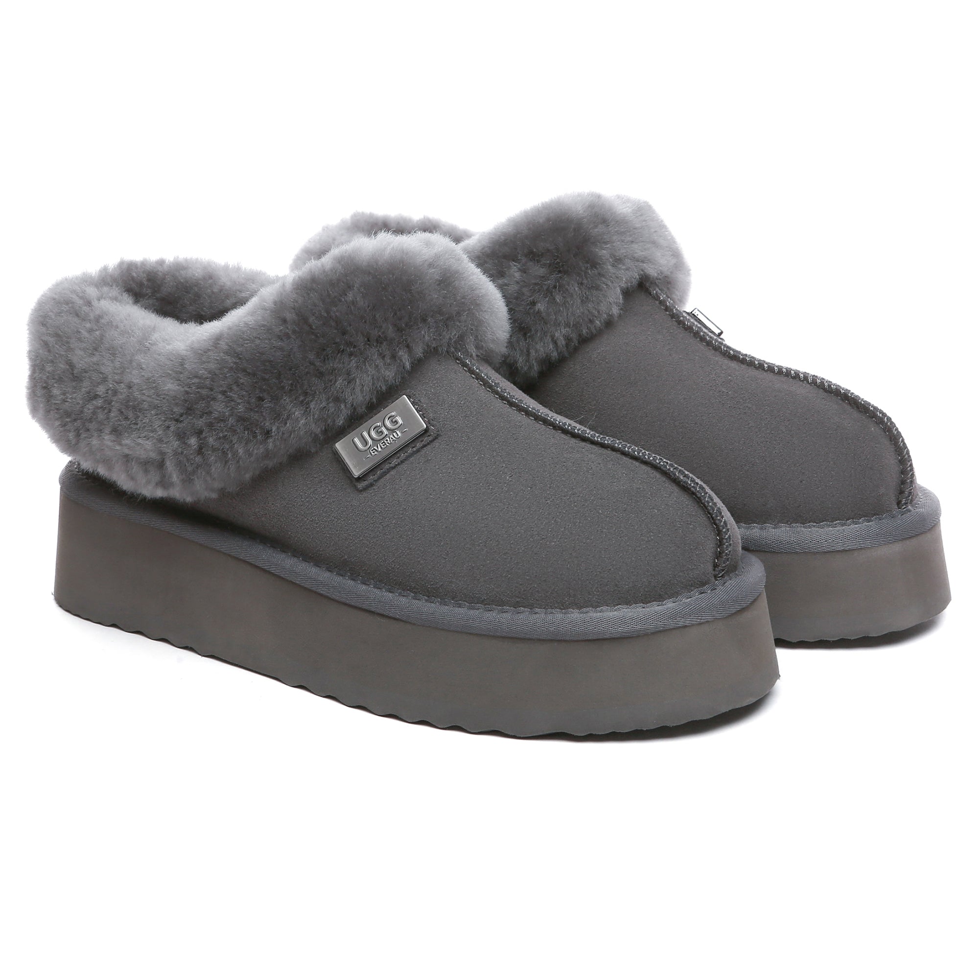 EverUgg UGG platform ankle slippers with soft material, stylish design, and comfortable sole, perfect for casual wear.