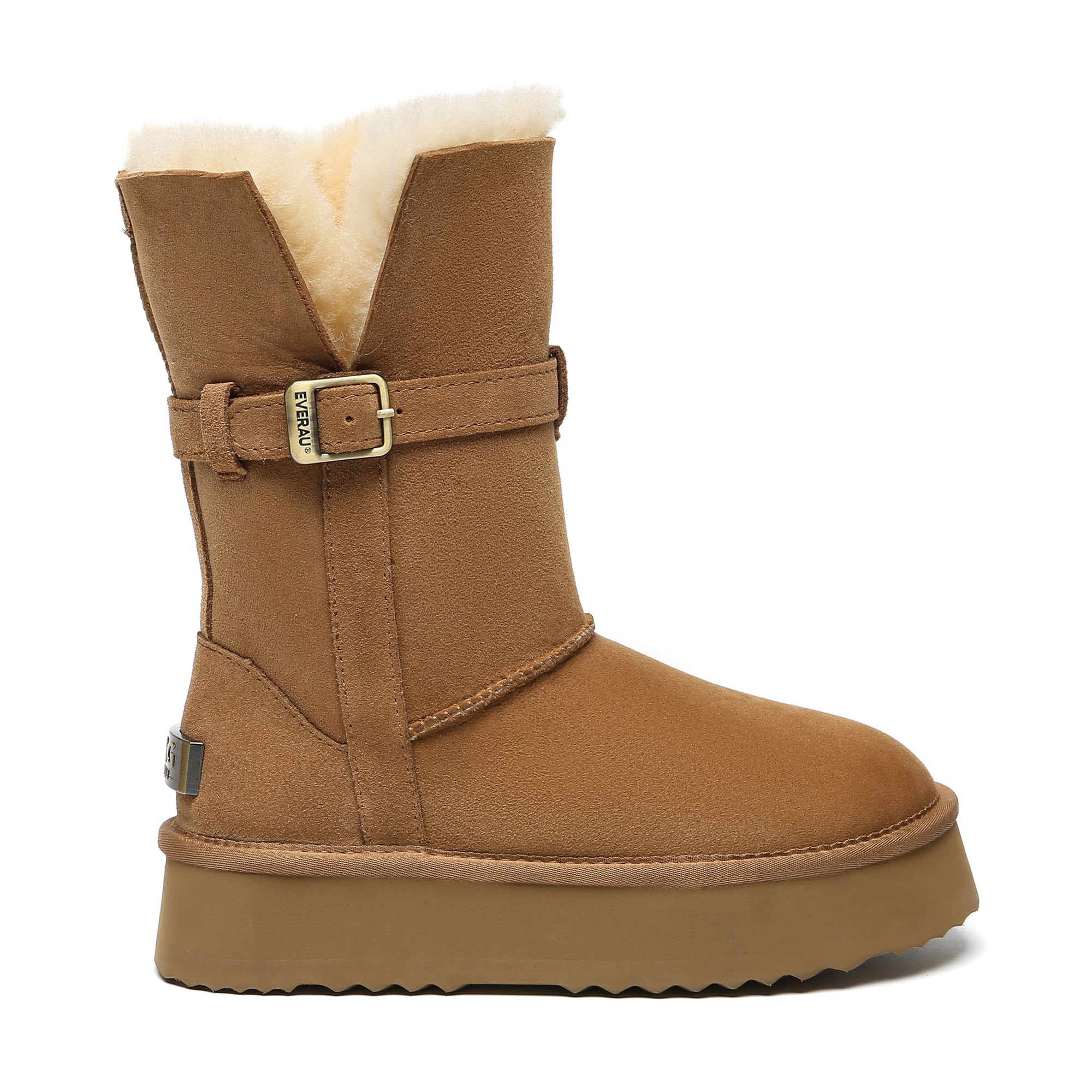 EverUgg UGG platform foldable short boots Valerie for women, showcasing the stylish design and foldable feature in a close-up shot.