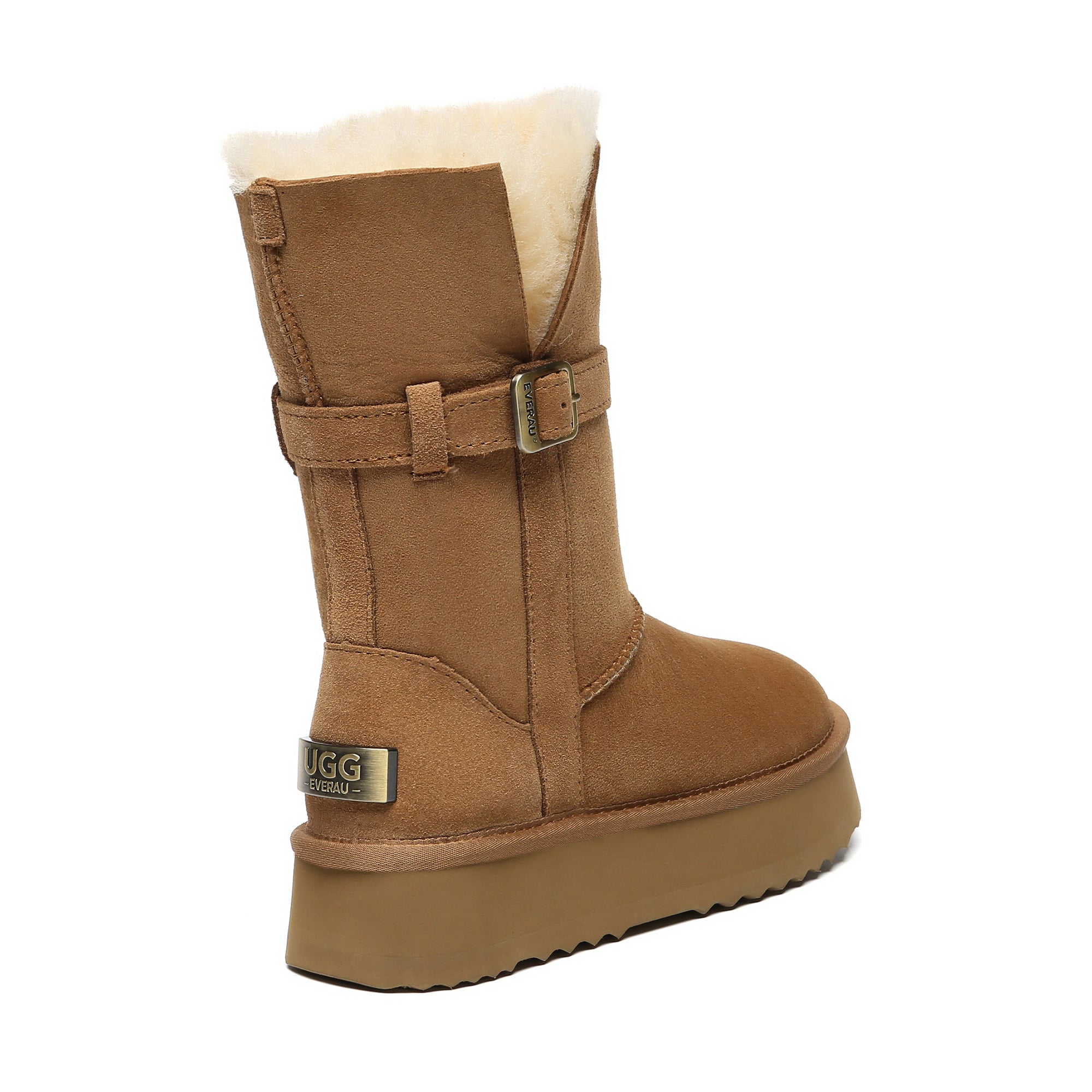 EverUgg UGG platform foldable short boots for women, featuring a stylish design with a fold-over style and durable sole.