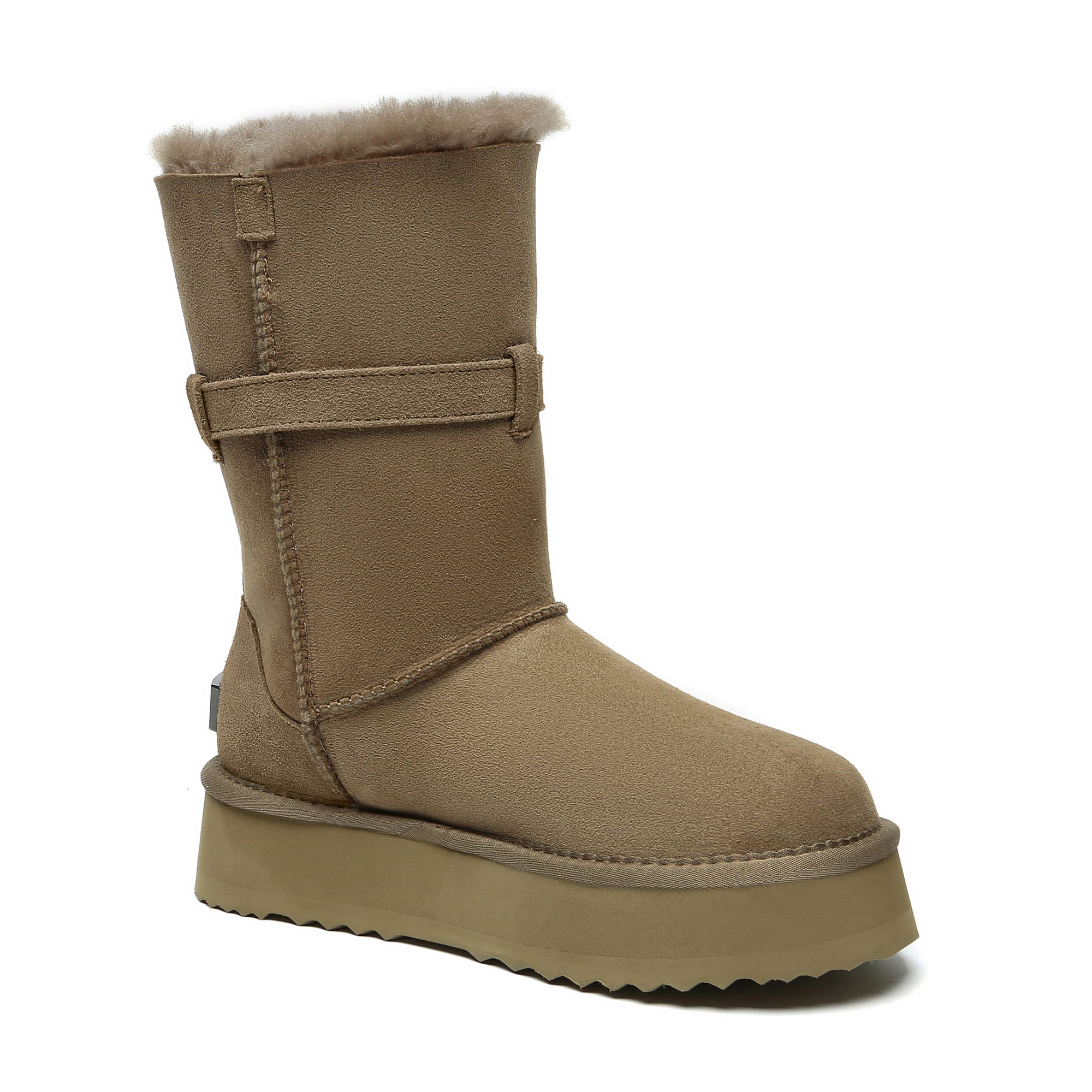 EverUgg UGG platform foldable short boots Valerie for women, showing the stylish black UGG boots with a foldable design.