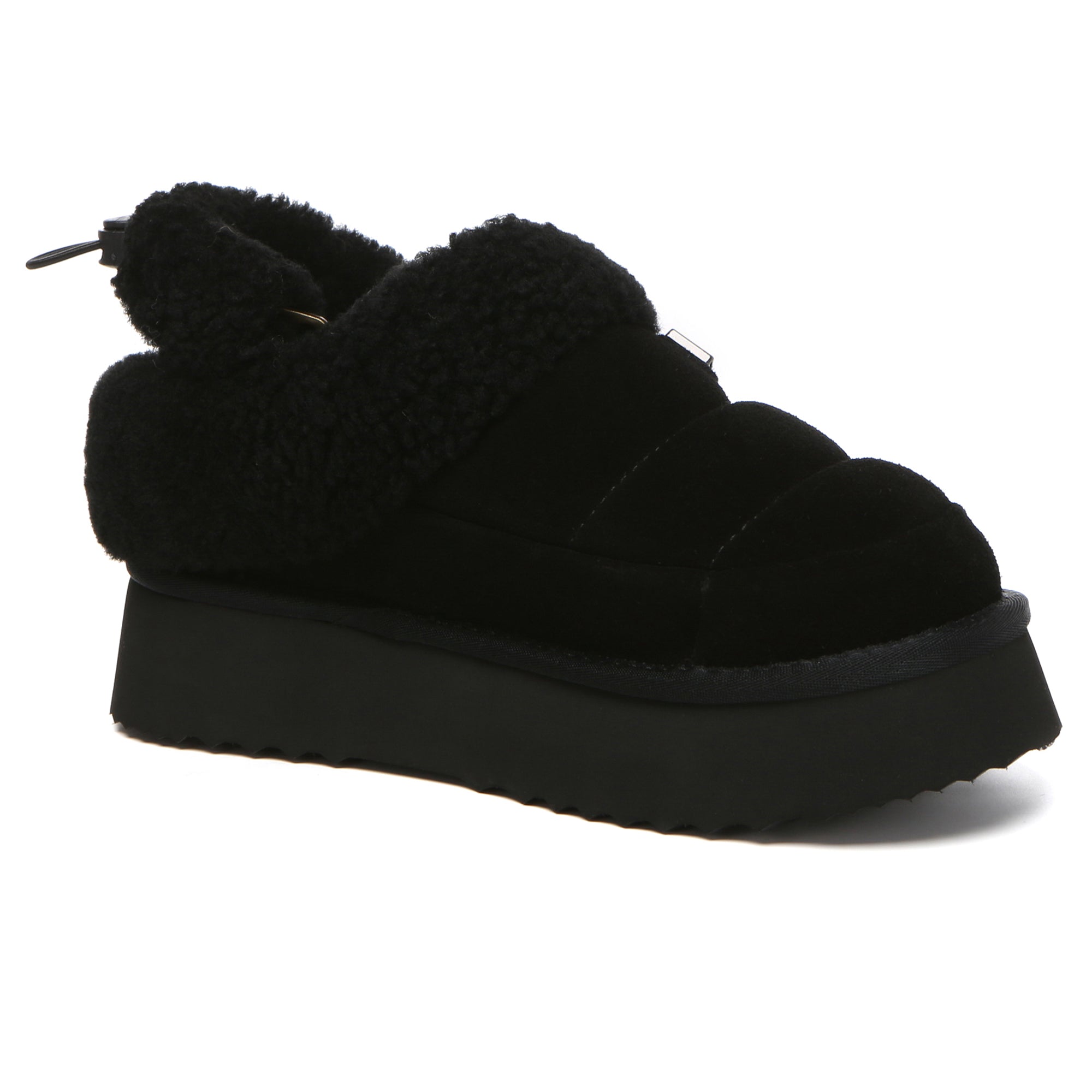 EverUgg UGG platform slingback muffin slippers for women, featuring plush material and stylish design with a chunky sole.