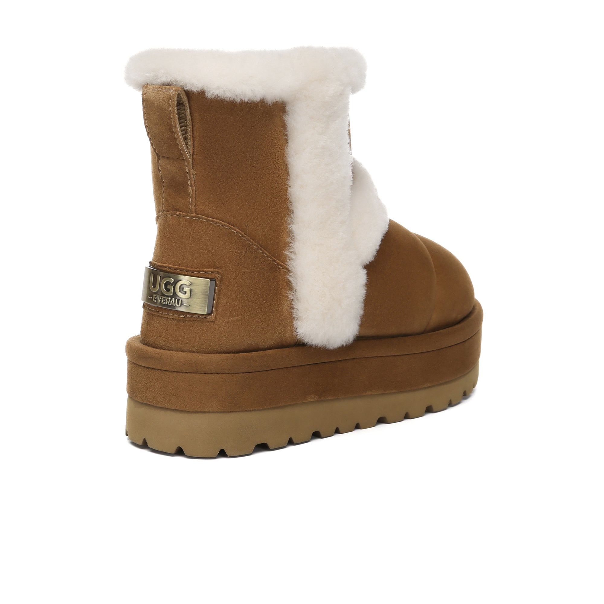 EverUgg UGG premium platform shearling fur boots for women, showcasing cozy shearling lining and stylish high-heeled design.