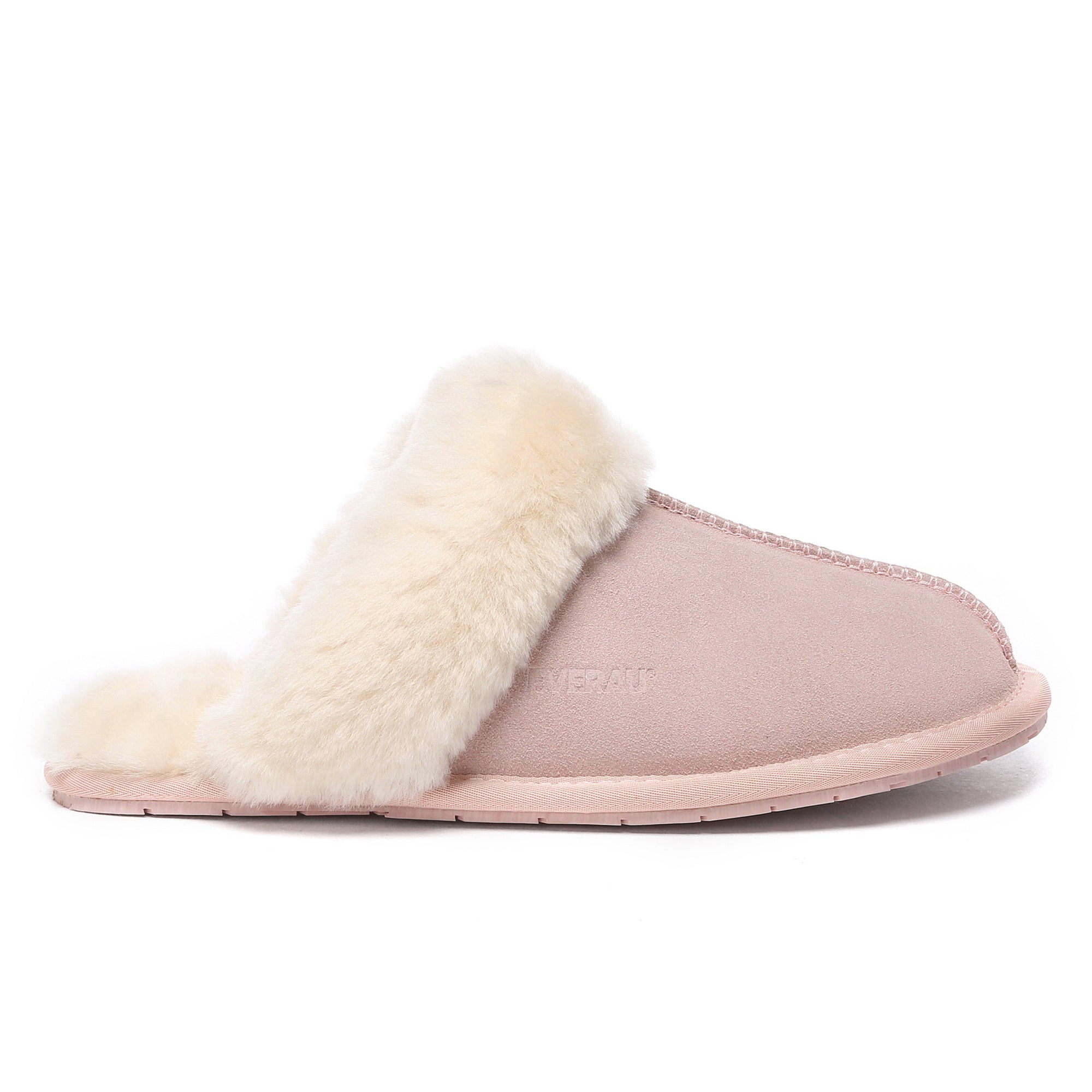 EverUgg UGG Premium Scuff Slippers II with soft suede exterior, cozy fur lining, and open-back design for comfortable indoor wear.