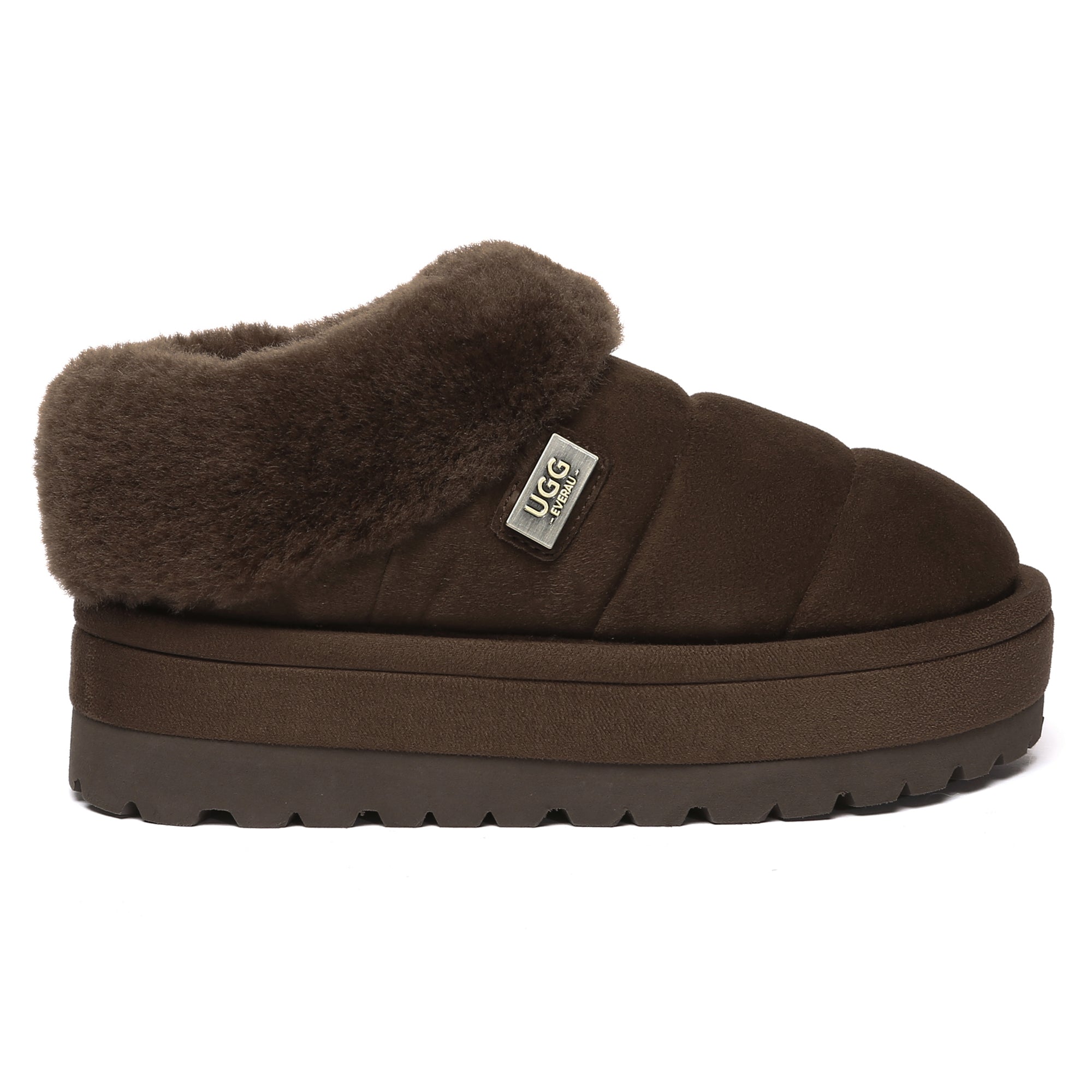 EverUgg Puffer Ankle Platform Slippers for women, cozy slip-on shoes with padded puffer design and elevated sole.