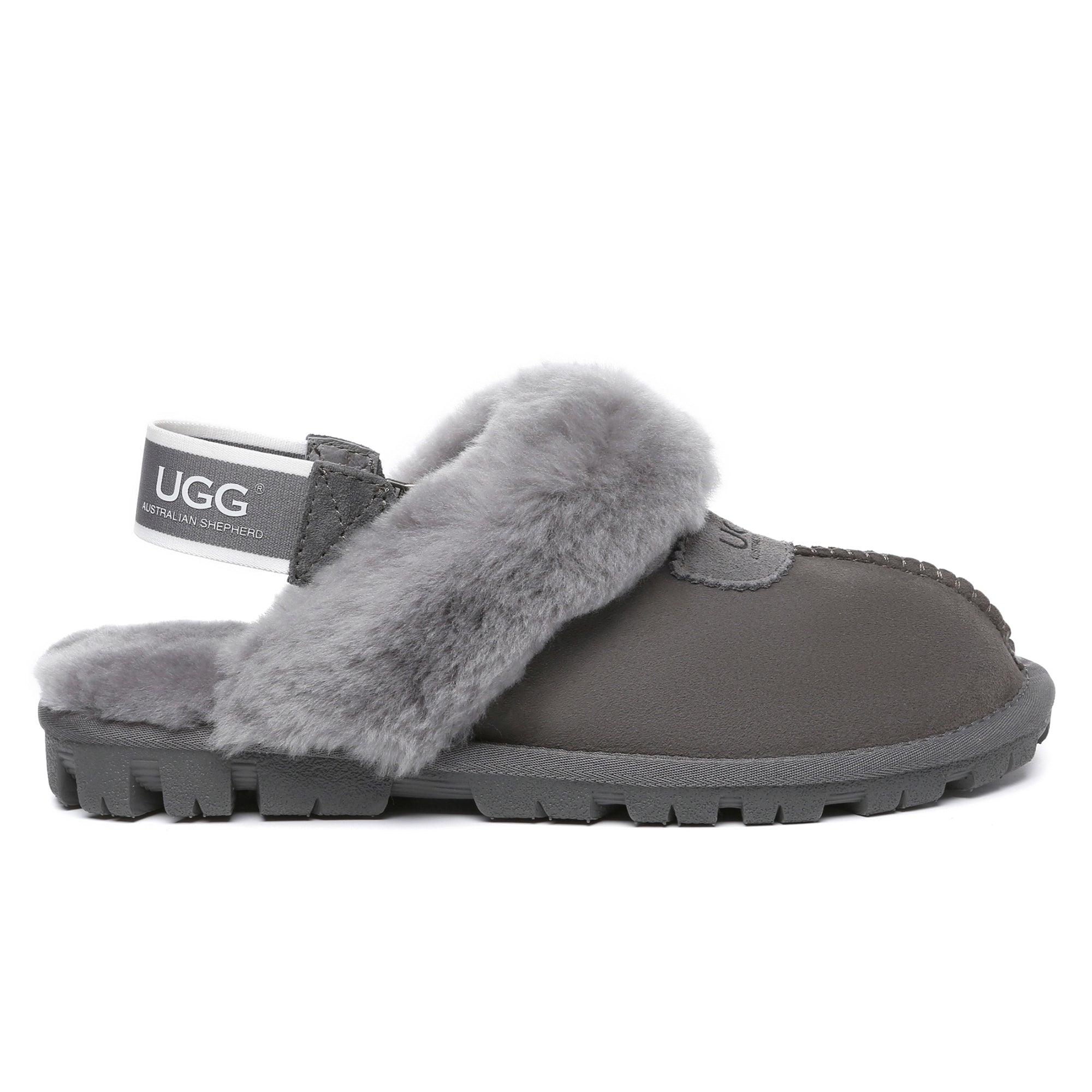EverUgg UGG removable slingback waffle fluffy slippers for women, featuring plush, textured waffle design and comfortable slip-on style.