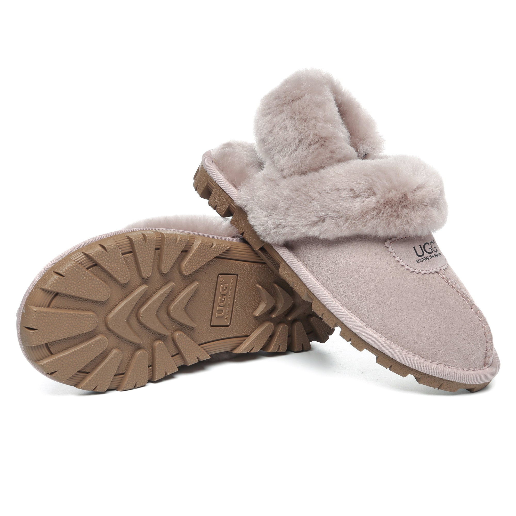 EverUgg UGG removable slingback waffle fluffy slippers for women, showing cozy, plush slippers with adjustable straps and textured waffle soles.