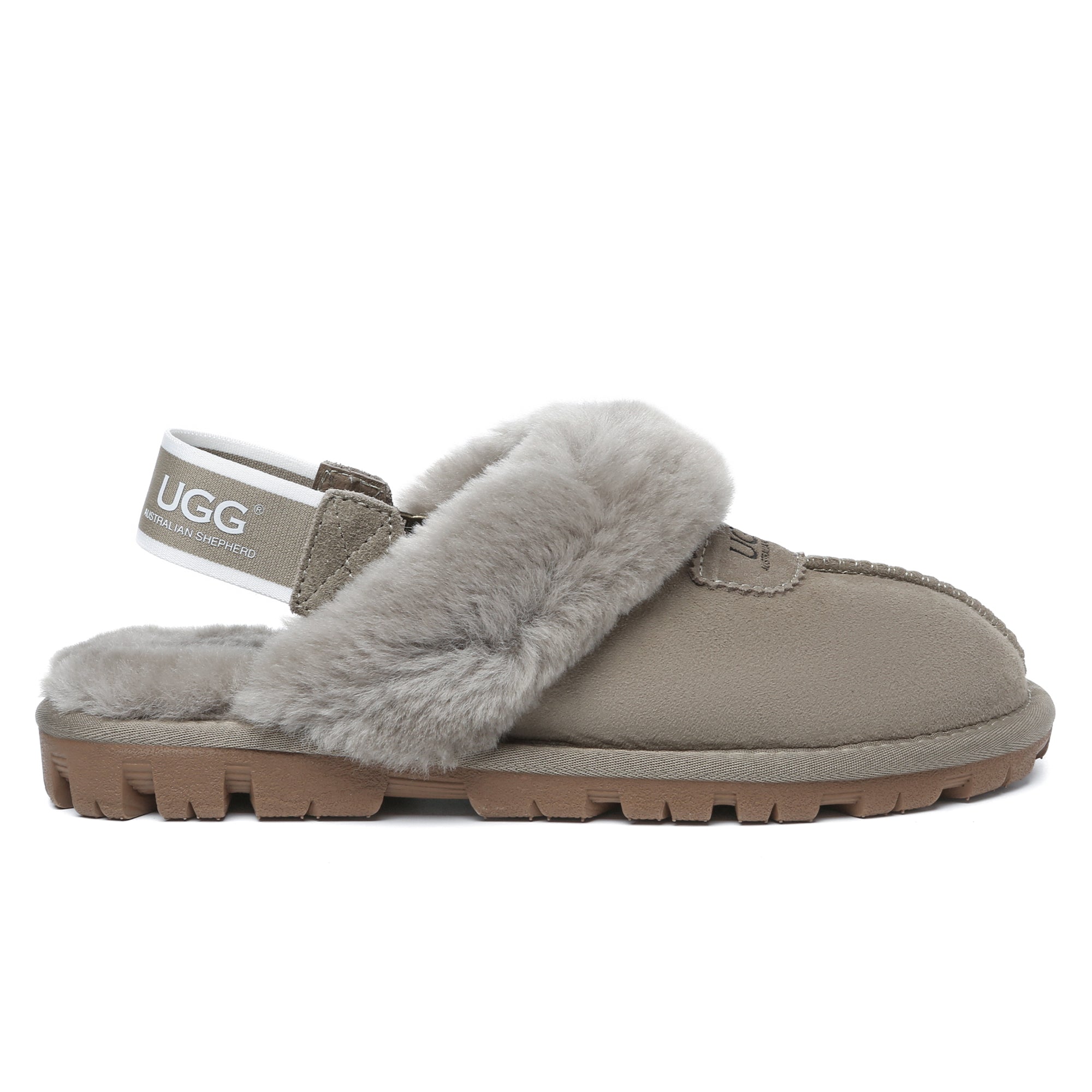 EverUgg UGG removable slingback waffle fluffy slippers for women, featuring plush design and comfortable slip-on style.