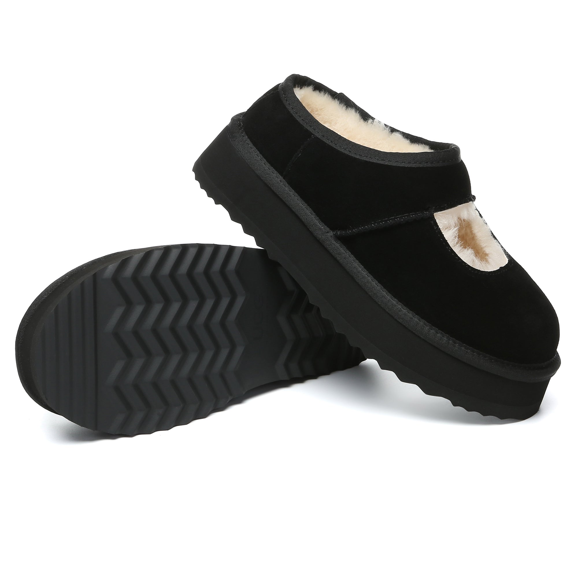 EverUgg UGG Reveal platform slippers for women, featuring plush interior and stylish slip-on design in neutral tones.