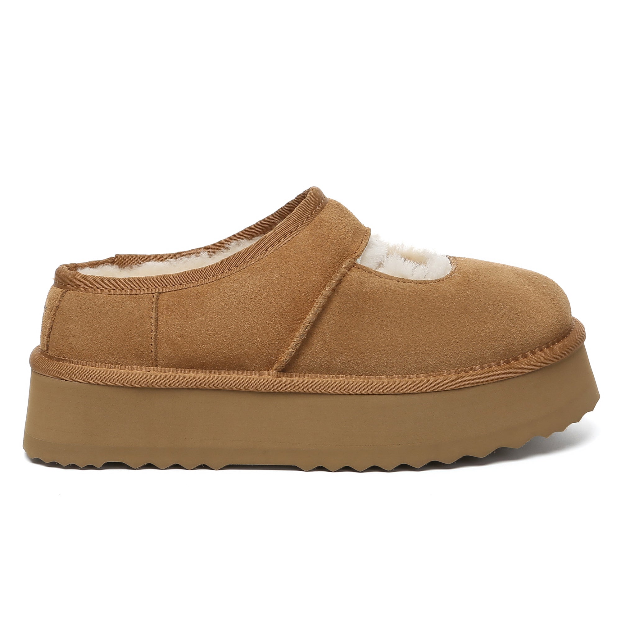 EverUgg UGG Reveal Platform Slippers for women featuring plush sheepskin lining and a stylish platform sole.