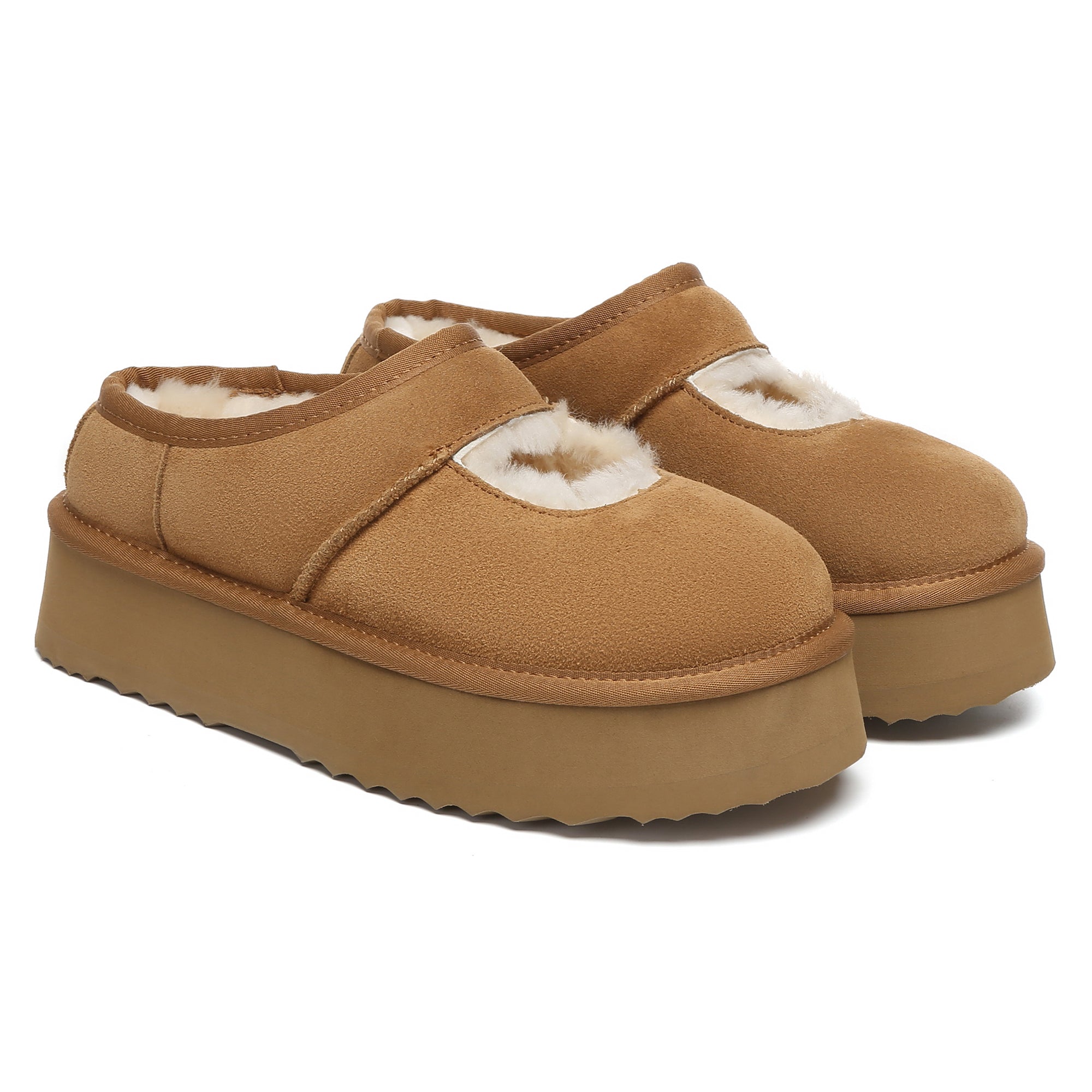 EverUgg UGG Reveal Platform Slippers for women, showcasing cozy slip-on shoes with plush lining and elevated platform design.