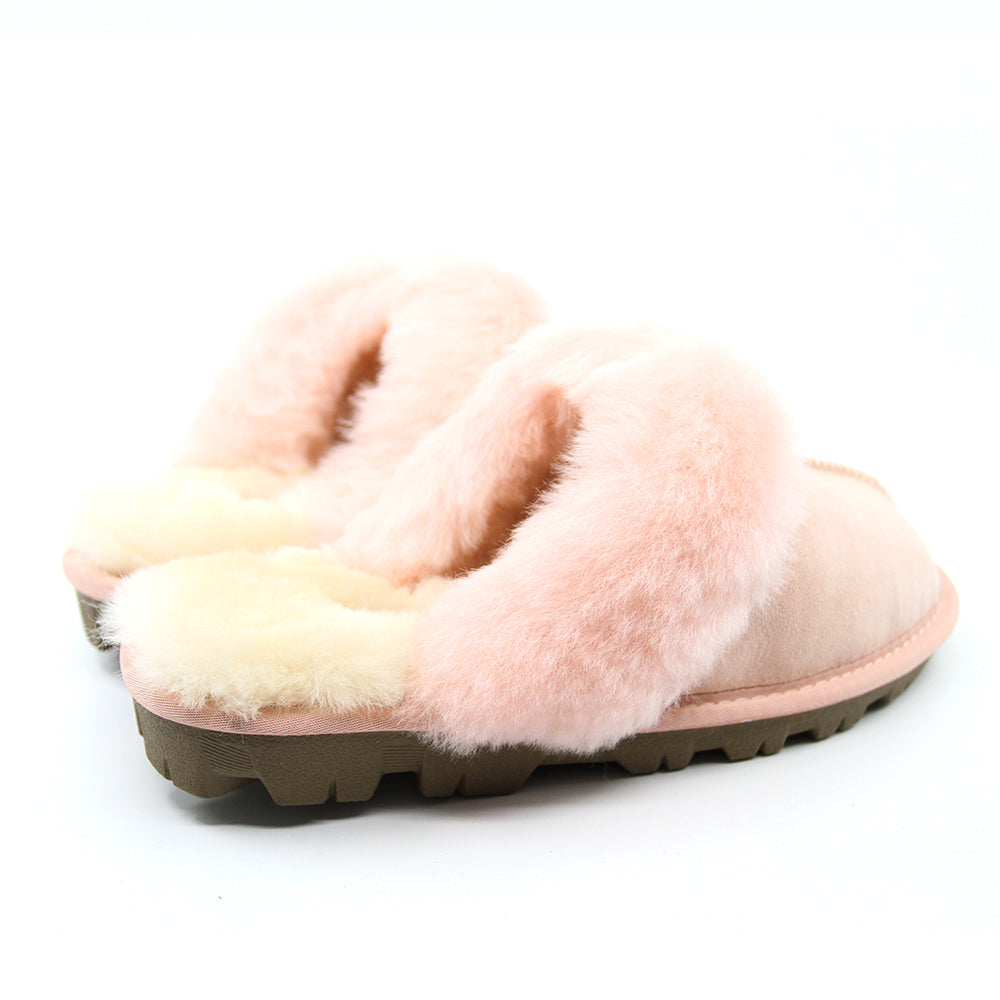 Pink UGG Scuff slippers for women by Auzland, showcasing soft, cozy slippers with a plush interior and slip-on design.