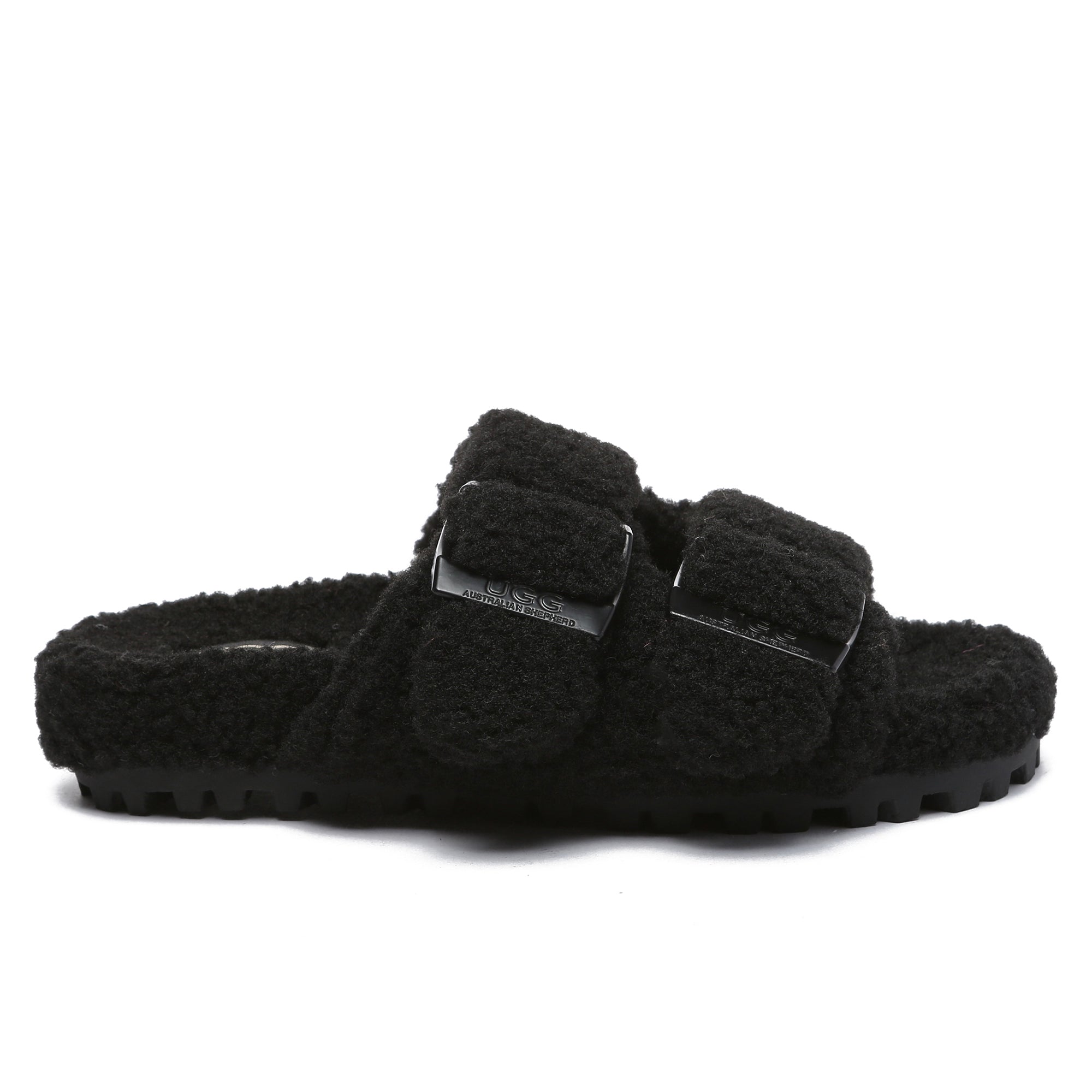 EverUgg UGG slippers for women, adjustable buckle slide sandals, Ella style with comfortable design and open-toe construction.