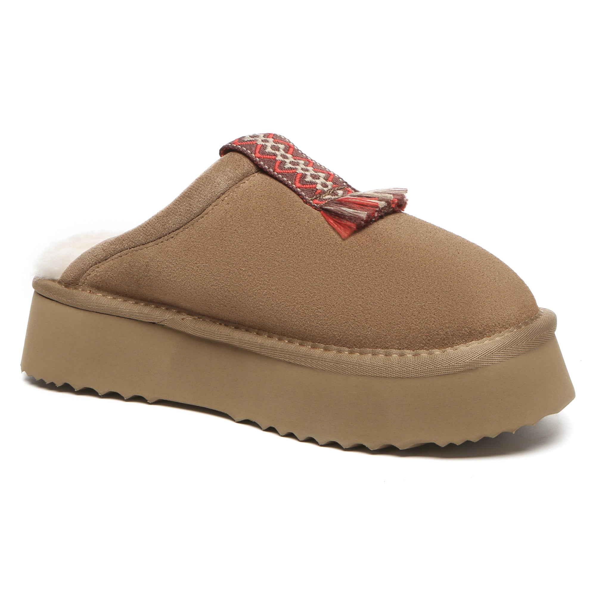 EverUgg UGG Tassie Stitch Platform Slippers for women featuring cozy knit upper and sturdy platform sole.