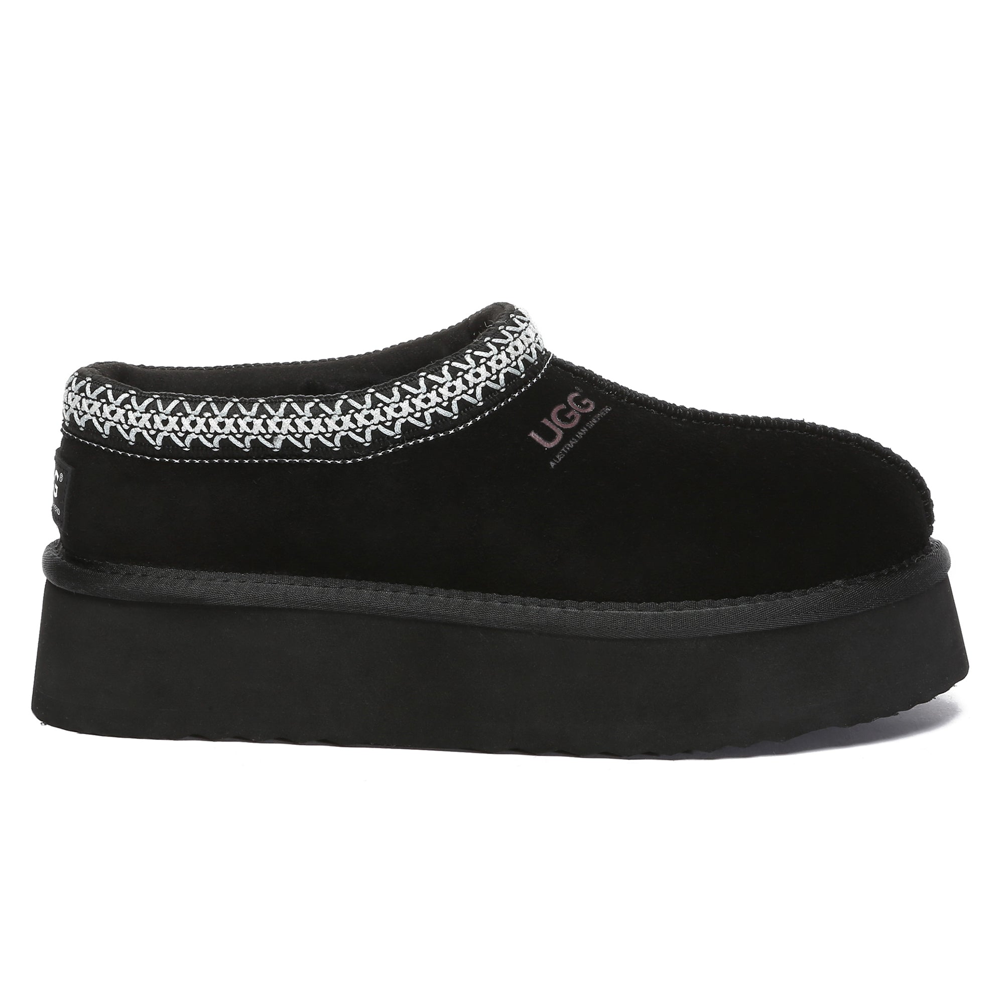 EverUgg Tazzy Platform Slippers showing soft plush interior, thick sole, and stylish taupe fabric, designed for comfort and casual wear.