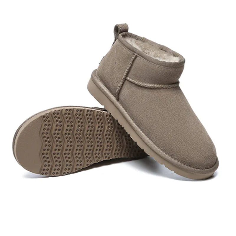 Dark brown Ultra Mini UGG Boots by EverUgg, women's classic sheepskin-lined shoes with cozy ankle-height design.