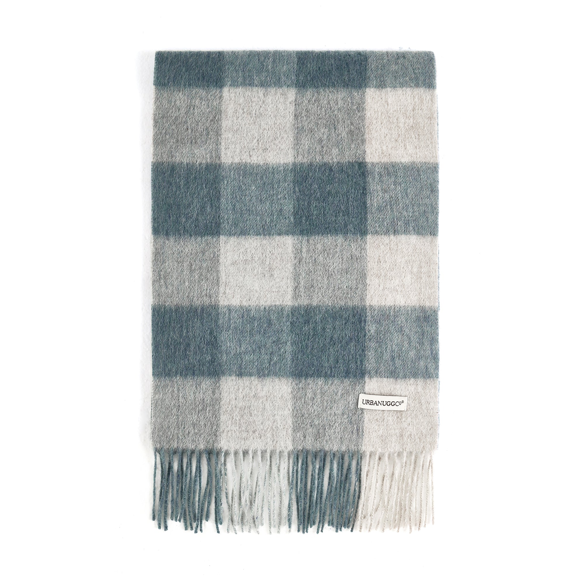 EverUgg Urban UGG tartan wool scarf with classic red and black plaid pattern, cozy and stylish accessory for cold weather.