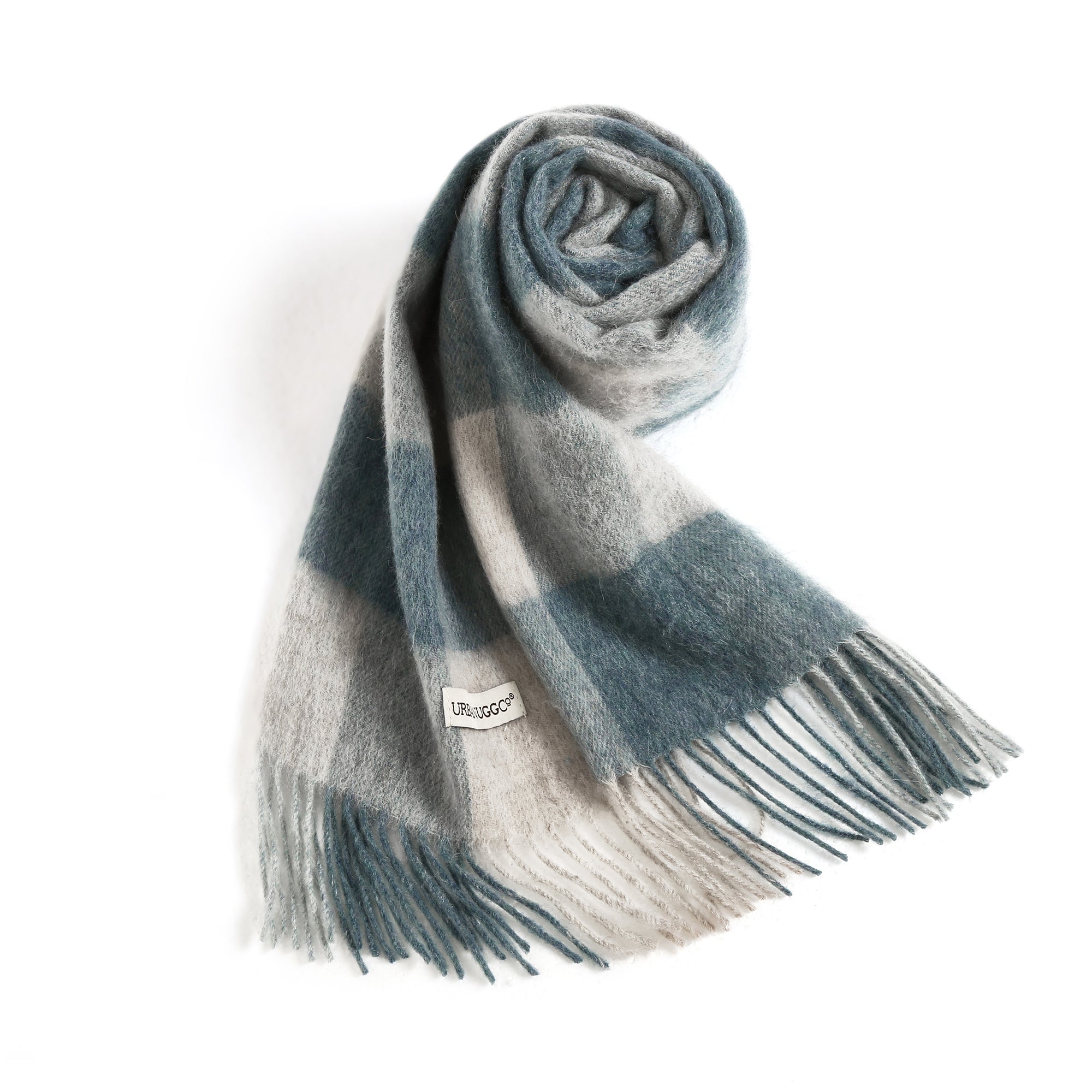 EverUgg Urban UGG tartan pure wool scarf featuring a classic plaid pattern, soft texture, and cozy winter accessory.