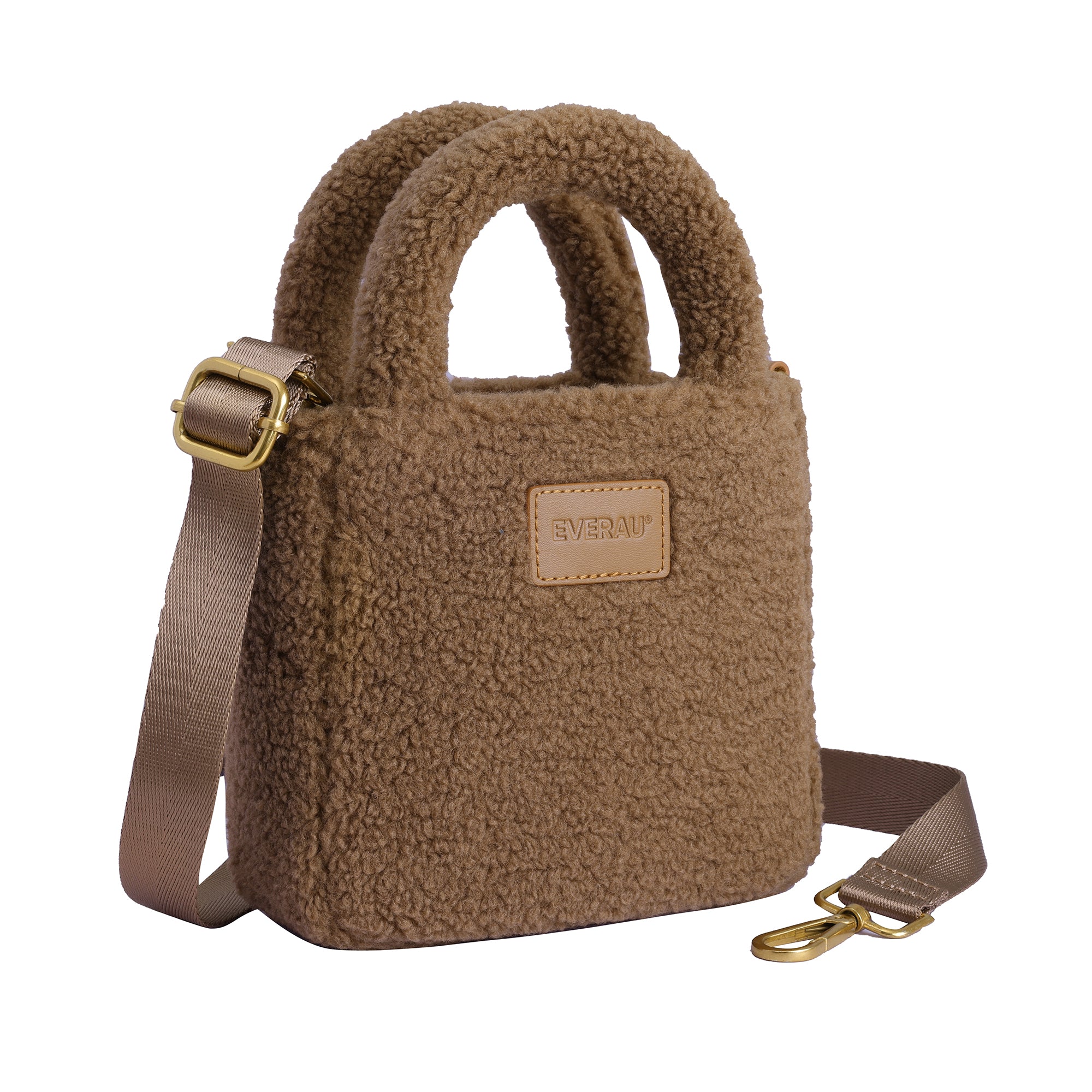 EverUgg vegan adjustable shoulder handbag with sleek design, featuring a versatile strap and stylish accessories in a close-up view.