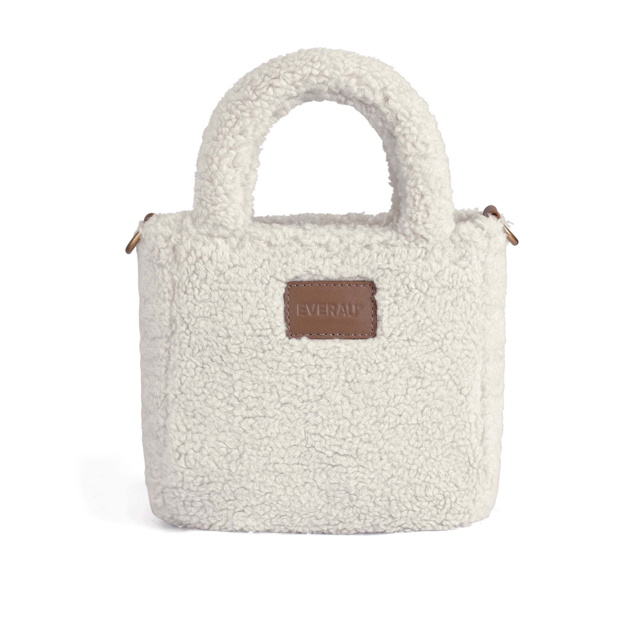 Cream vegan adjustable shoulder handbag by EverUgg featuring a sleek design and functional straps.