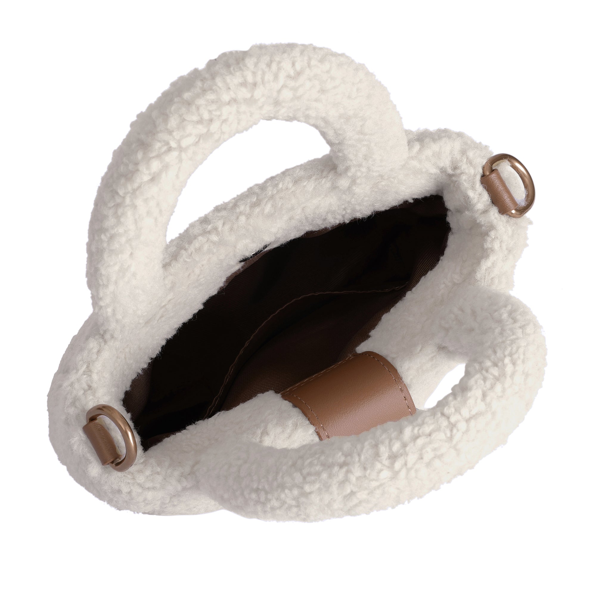 Cream vegan adjustable shoulder handbag by EverUgg with sleek design and versatile strap for stylish carrying.