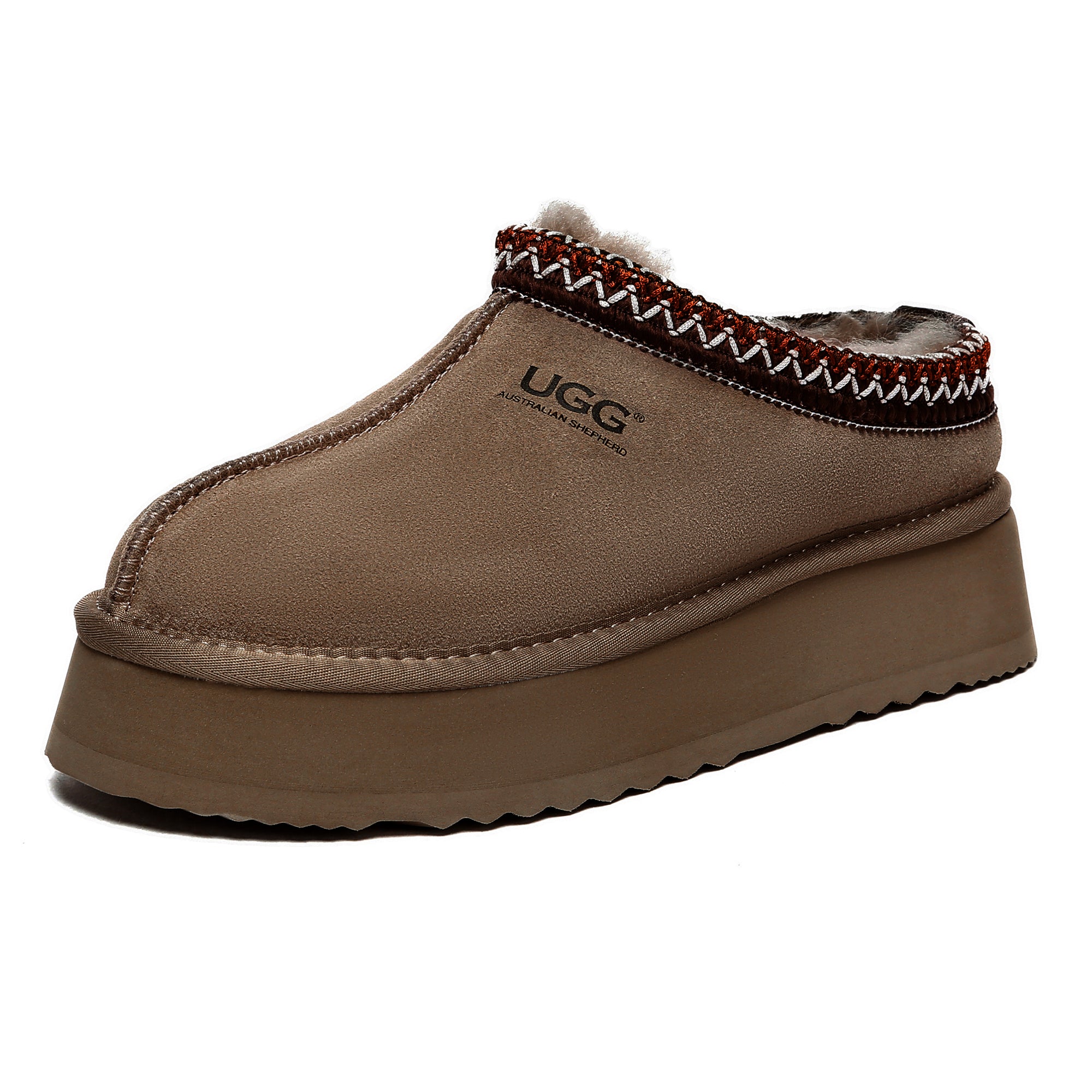Vinny UGG platform slippers in brown with plush lining, stylish slip-on design by EverUgg.