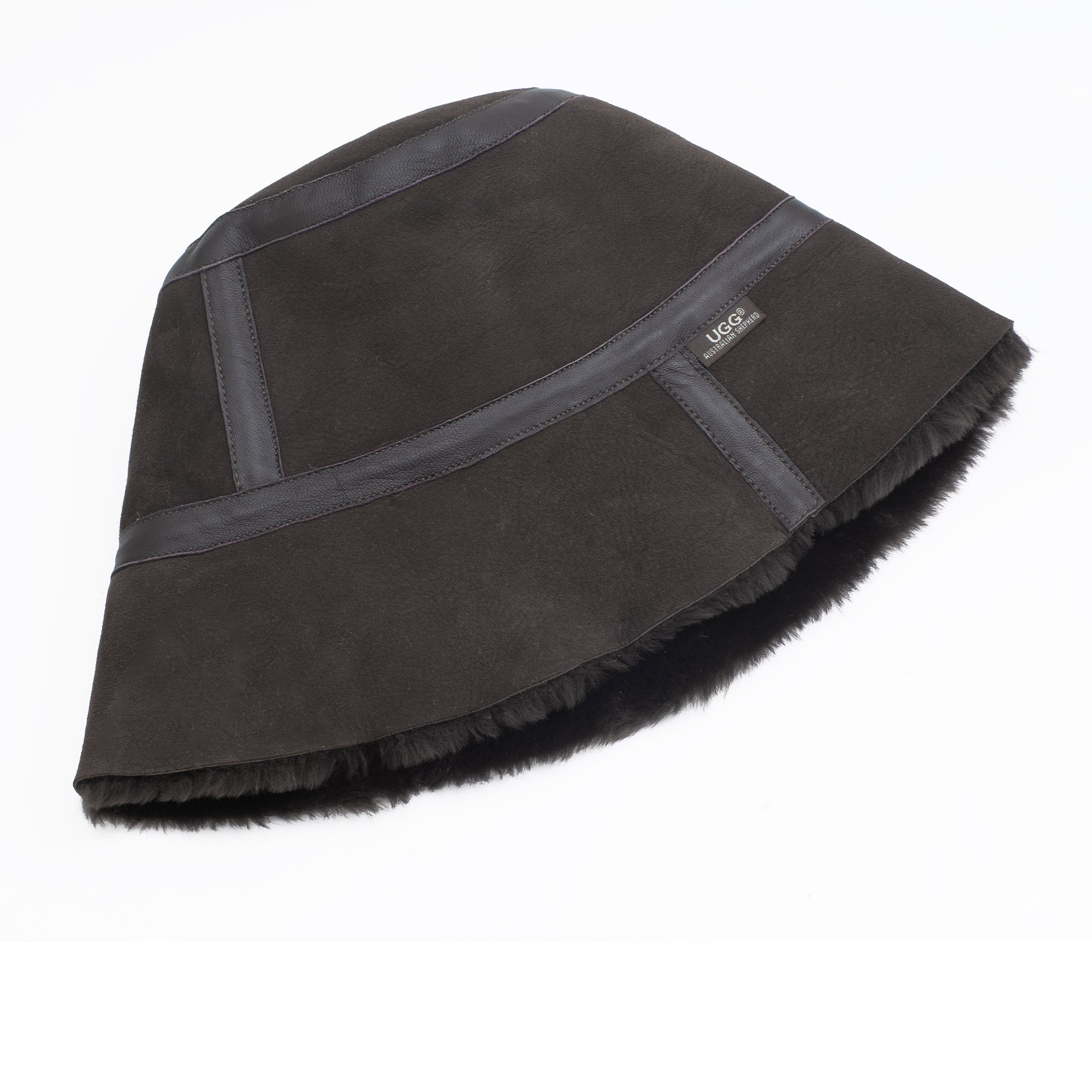 EverUgg Winter UGG sheepskin wool bucket hat with a cozy, soft texture and wide brim, perfect for cold weather style.