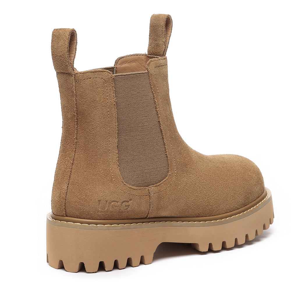 EverUgg women's Chelsea boots showing classic ankle-high design with elastic side panels and sturdy sole.