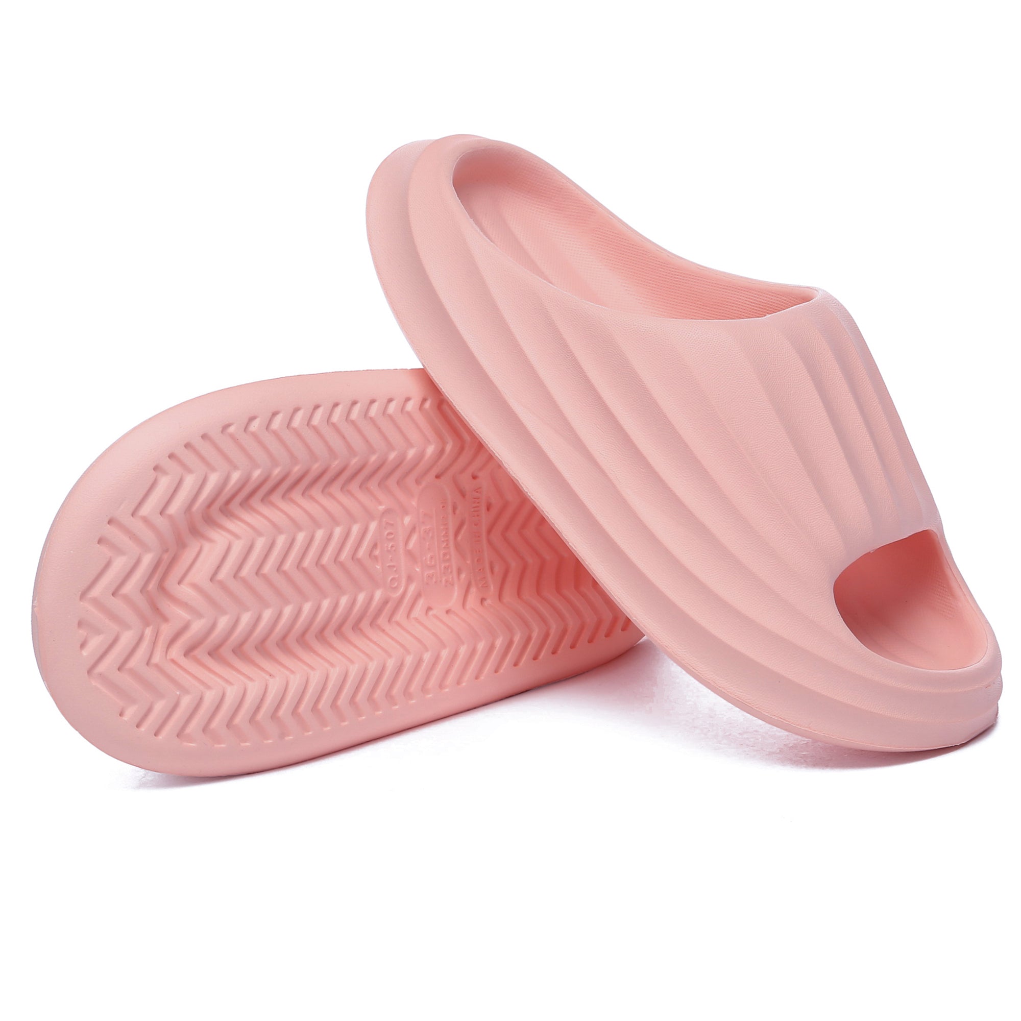 Women’s EverUgg comfy anti-slip slippers with open-toe sandal design and soft fabric straps on a neutral background.
