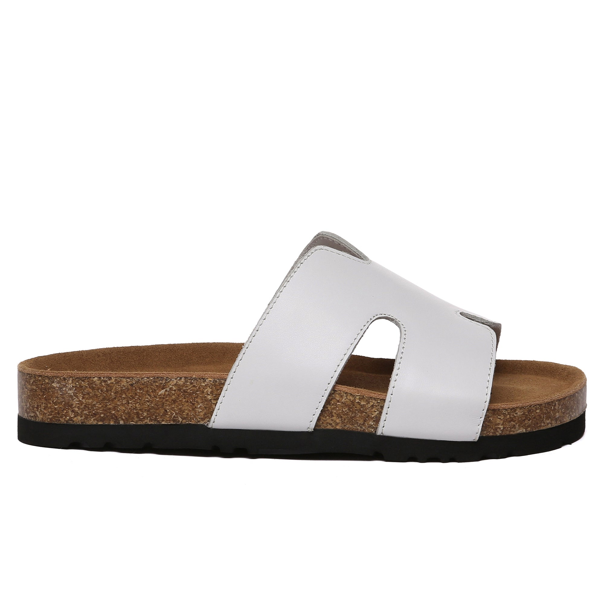 Women cork style leather slides by EverUgg featuring open-toe design and comfortable slip-on footwear for casual wear.