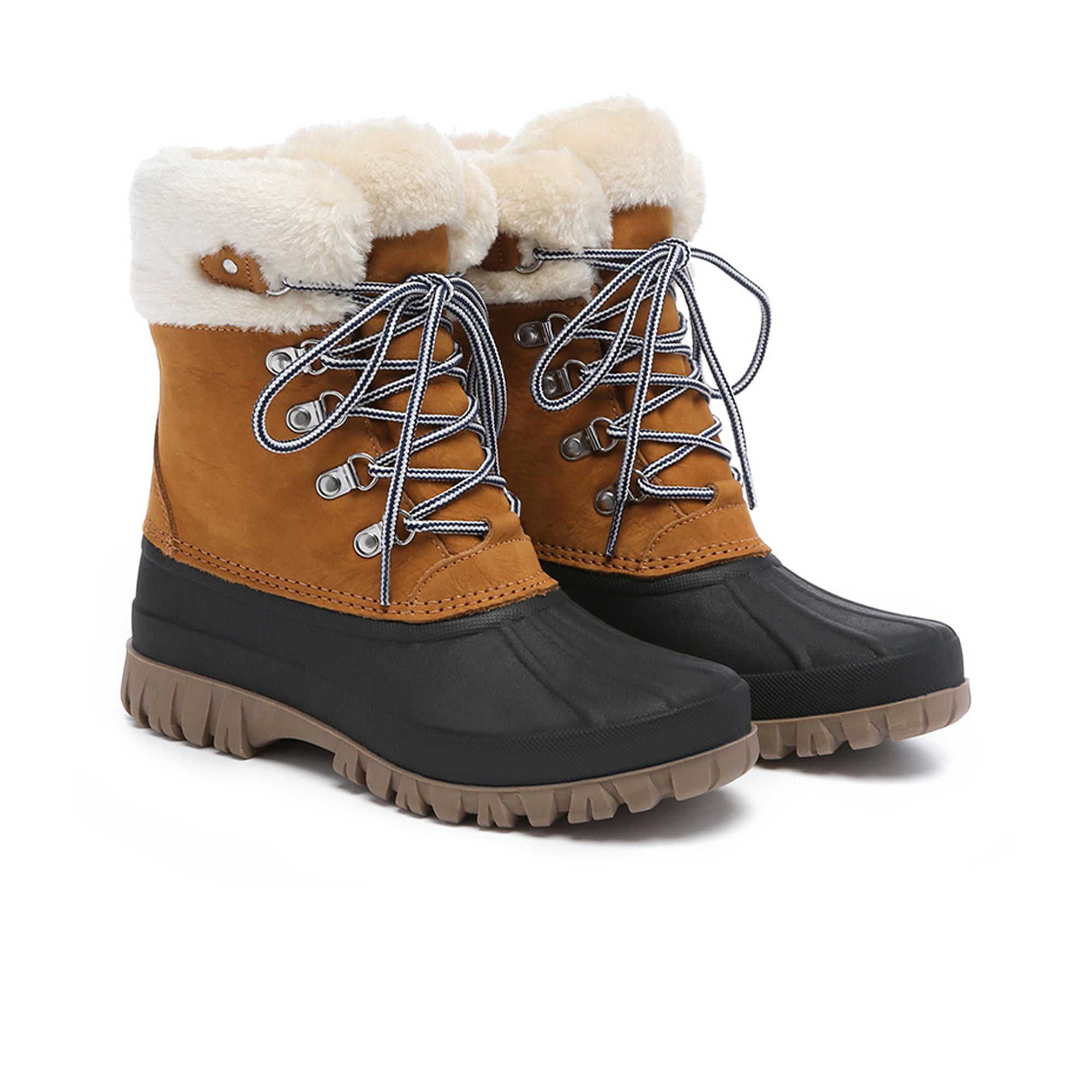 Women’s EverUgg lace-up Perisher snow boots with fur lining and rugged soles, ideal for winter outdoor wear.