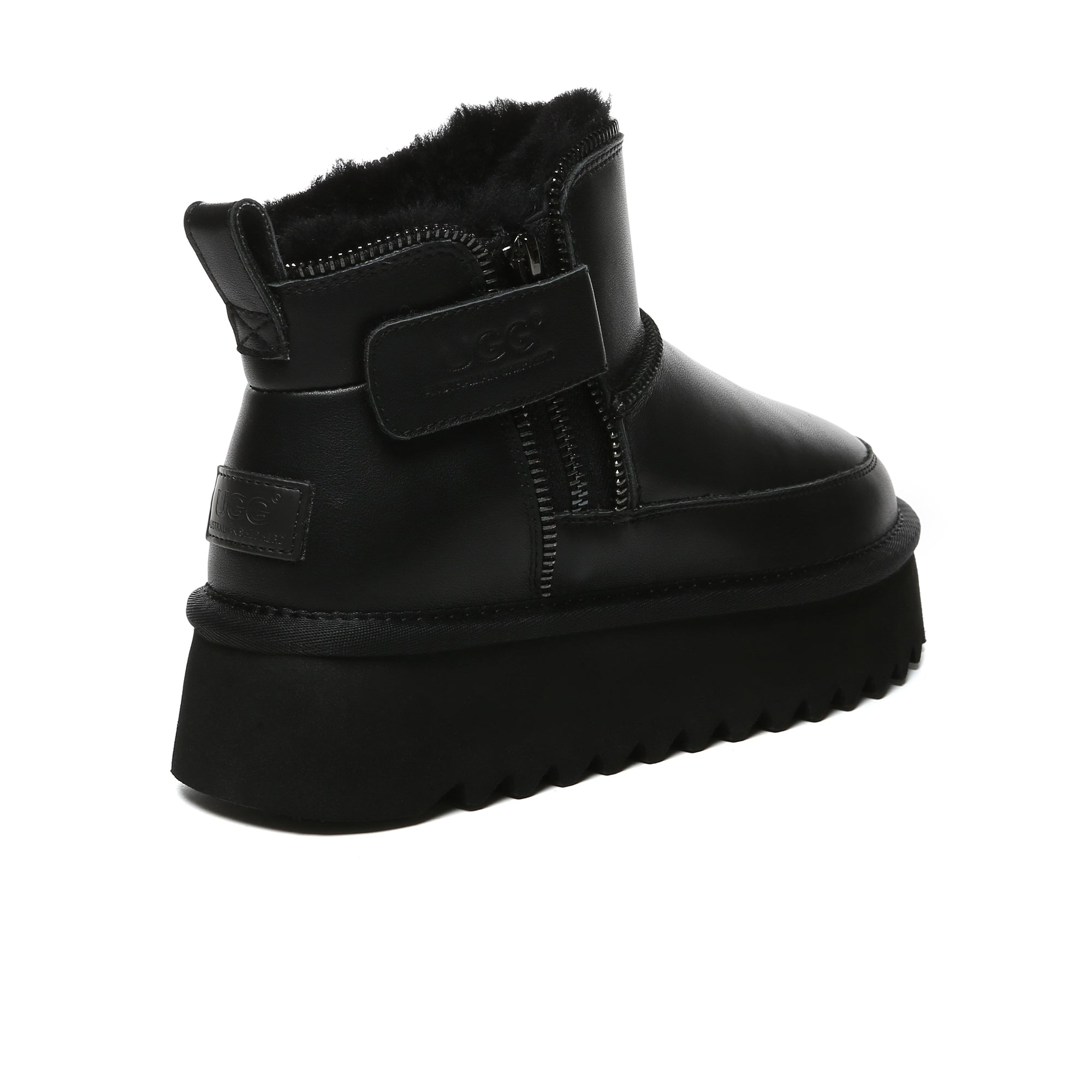 EverUgg zipper ankle UGG platform boots for women, featuring a stylish design with side zipper and durable sole.
