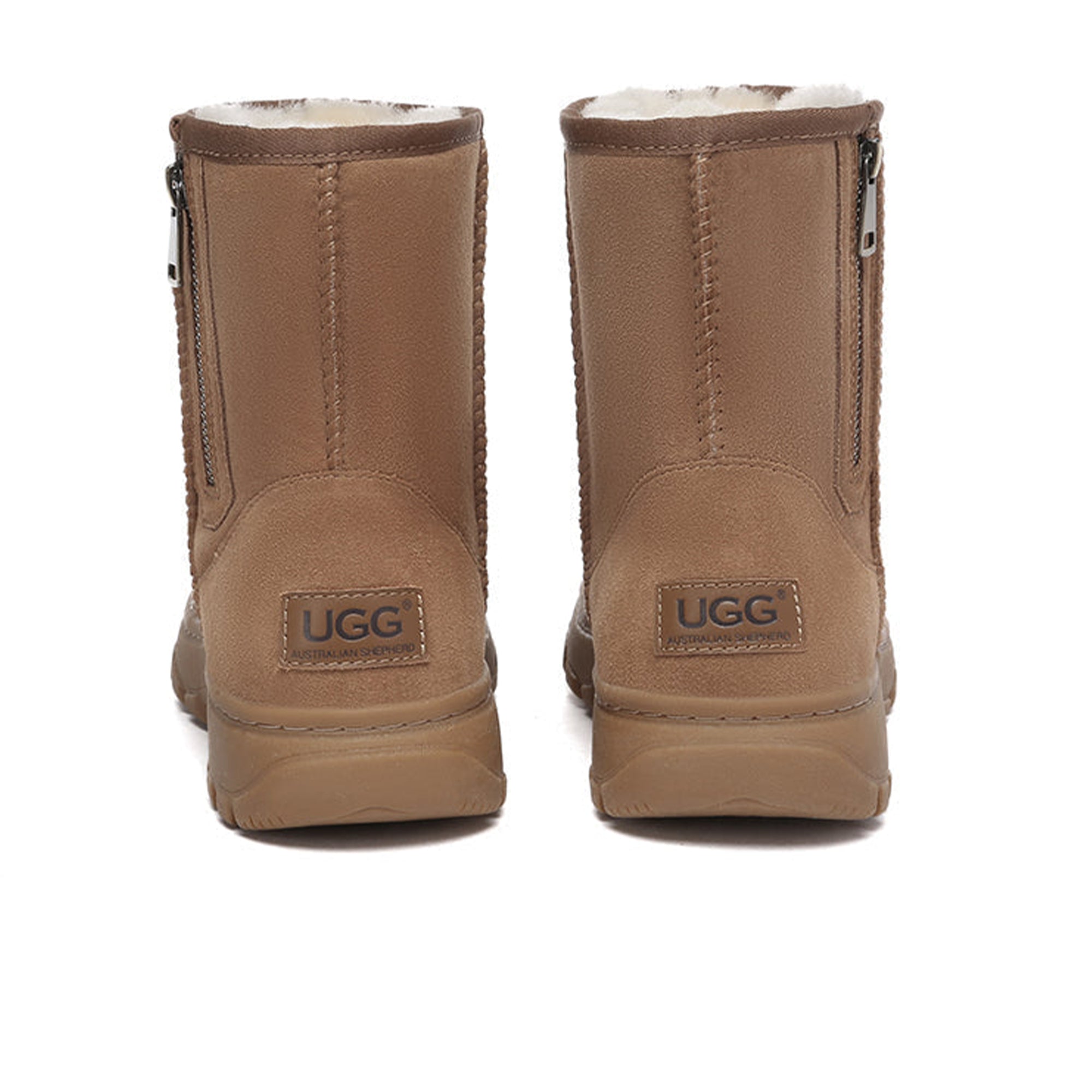 EverUgg Zipper Short Classic Explorer Boots featuring a rugged design and zipper detail, perfect for outdoor winter wear.
