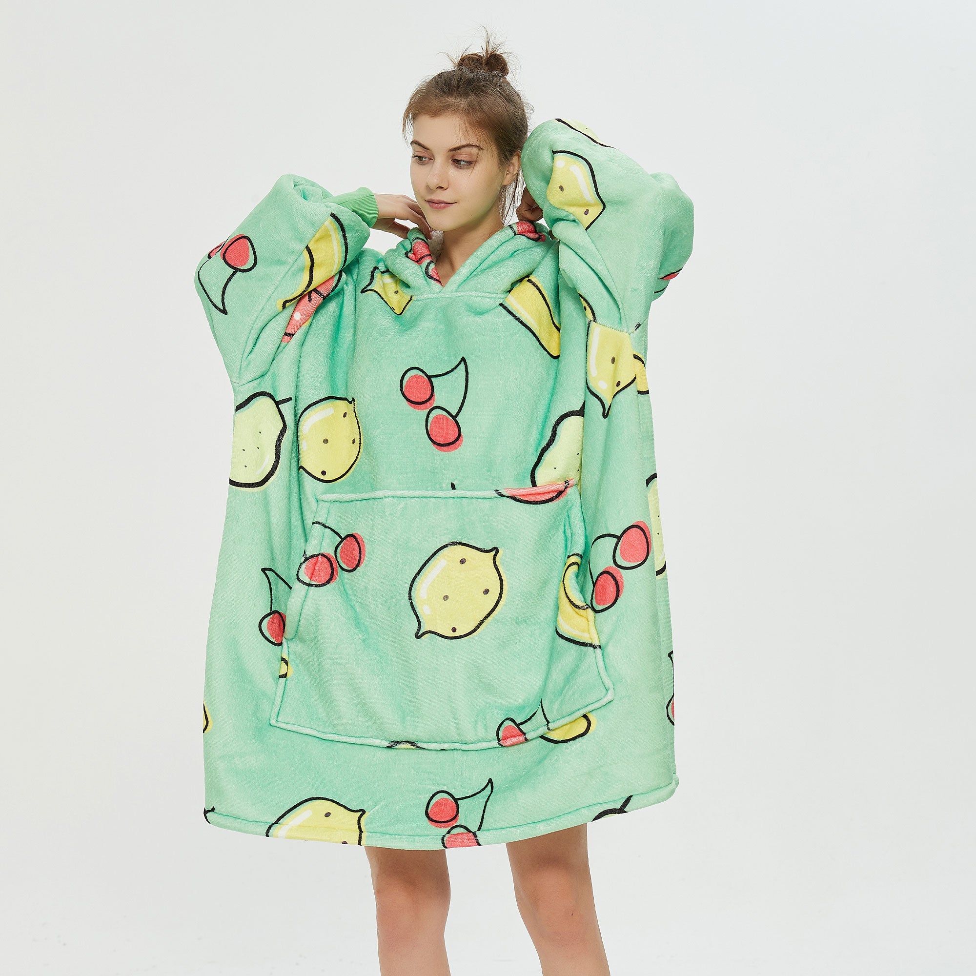Fruits Green Hoodie Blanket