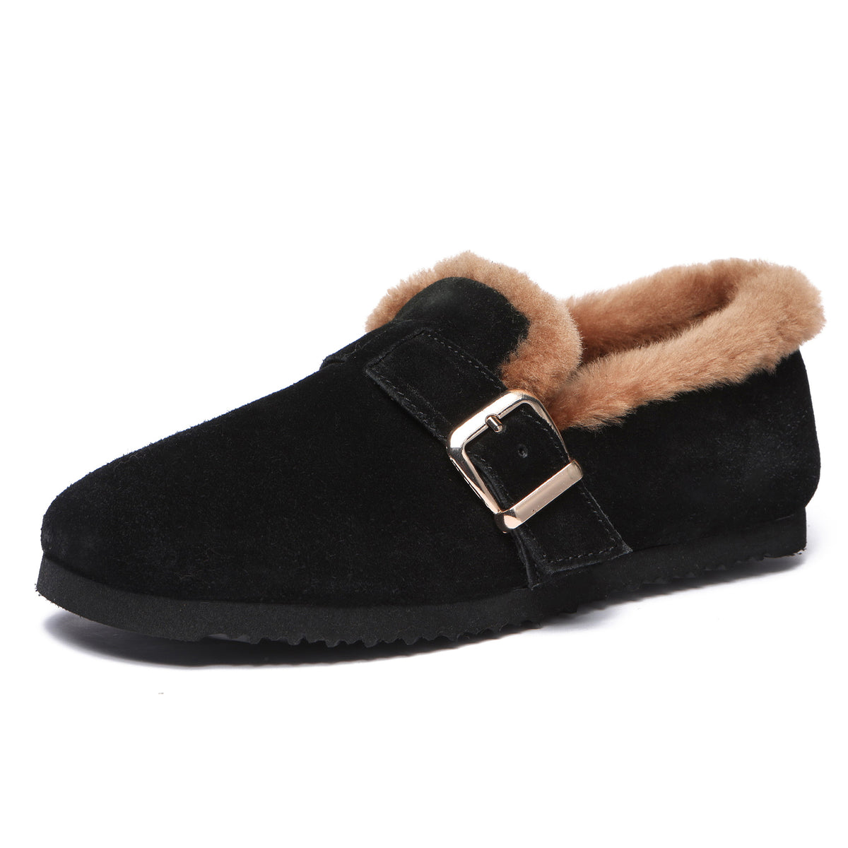 Leather Fur Lined Slip On Loafer