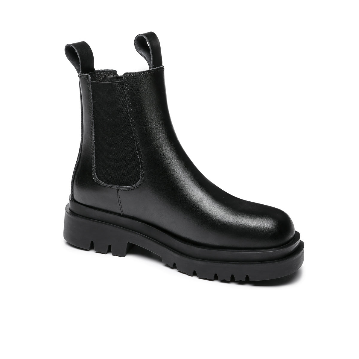 Black Leather & Shearling Ankle Boot main image 1