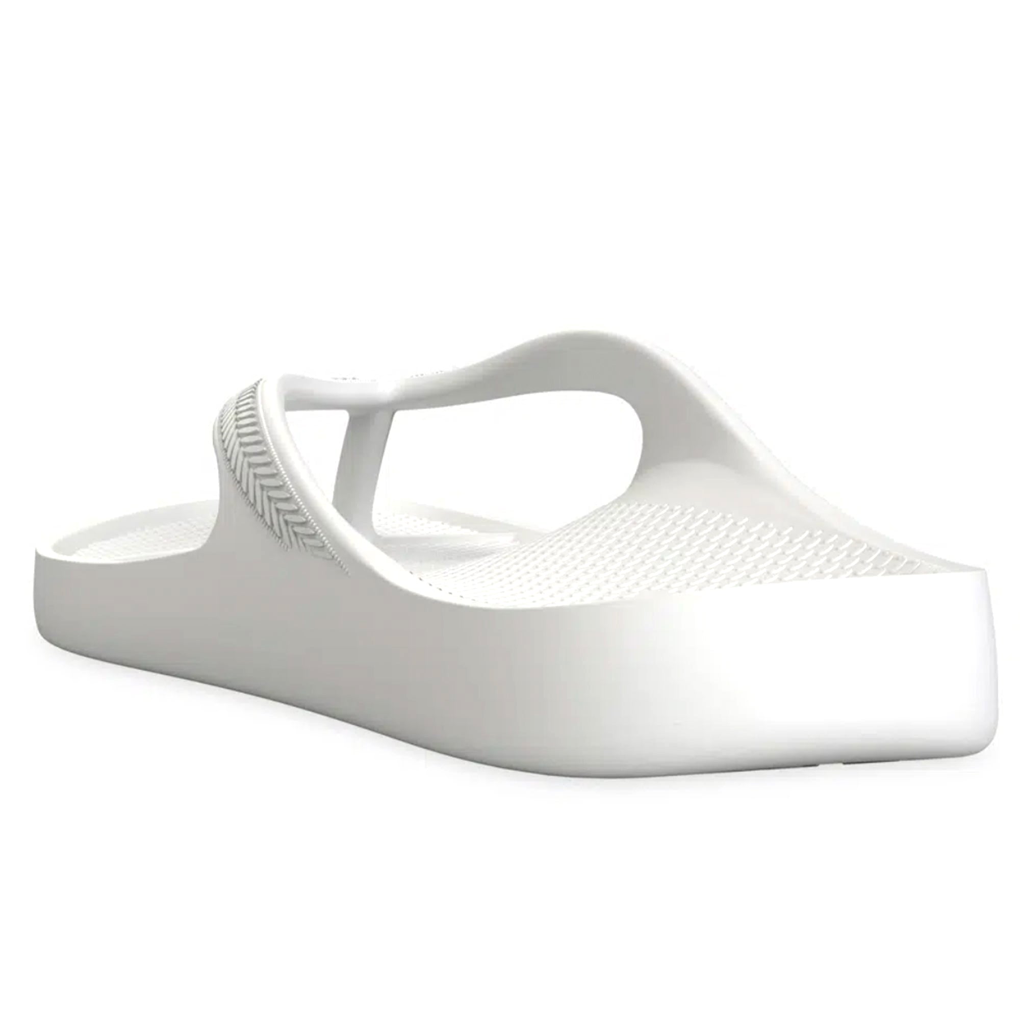 White Lightfeet arch support thongs with cushioned footbed and thong strap, designed for comfort and foot stability.