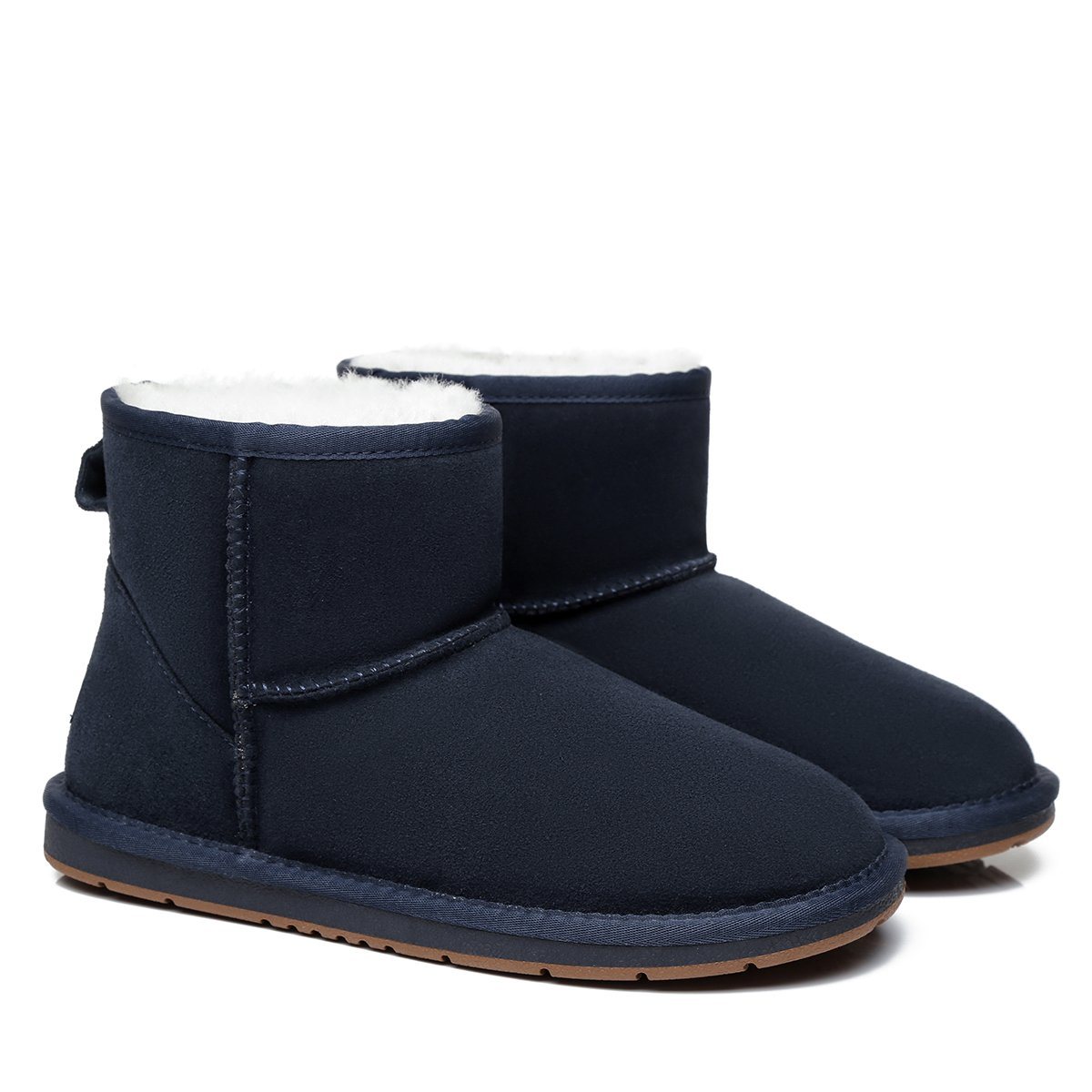 Close-up of EverUgg Classic Mini UGG Boots in colorful suede, showcasing their soft texture and stylish design for women.
