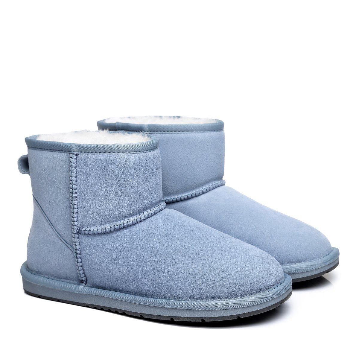EverUgg Classic Mini UGG Boots in suede with special color options, showing a cozy, stylish women's shoe with a rounded toe and sheepskin lining.