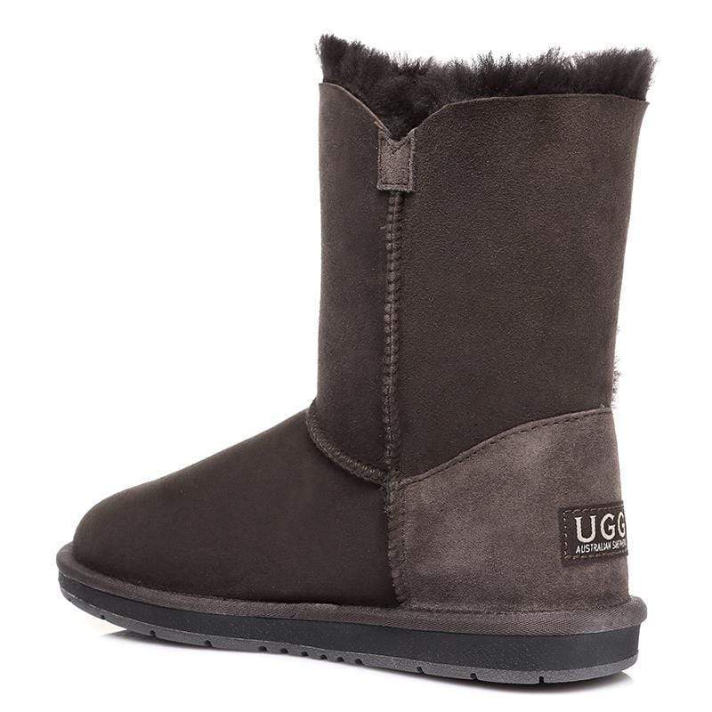 EverUgg Classic Short 1-Button UGG Boots for women with cozy sheepskin lining and casual slip-on style.