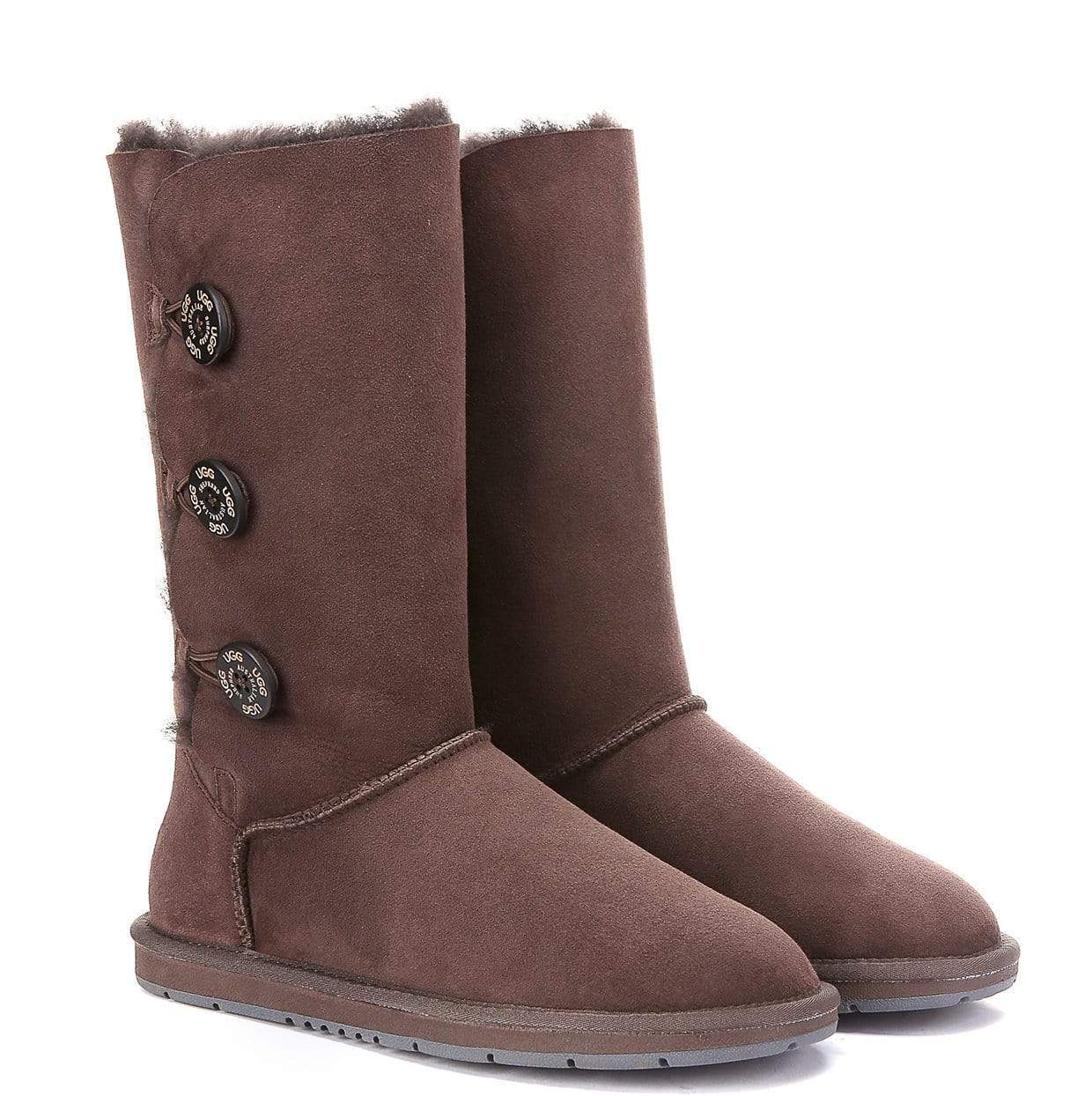 EverUgg Classic Tall 3-Button UGG boots for women, featuring plush sheepskin lining and three-button design, stylish and cozy footwear.