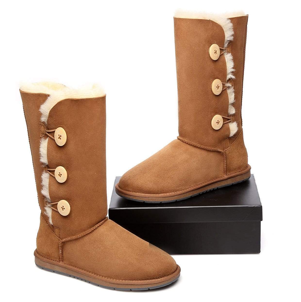 EverUgg Classic Tall 3-Button UGG Boots for women, featuring a tall design with three decorative buttons and plush interior.