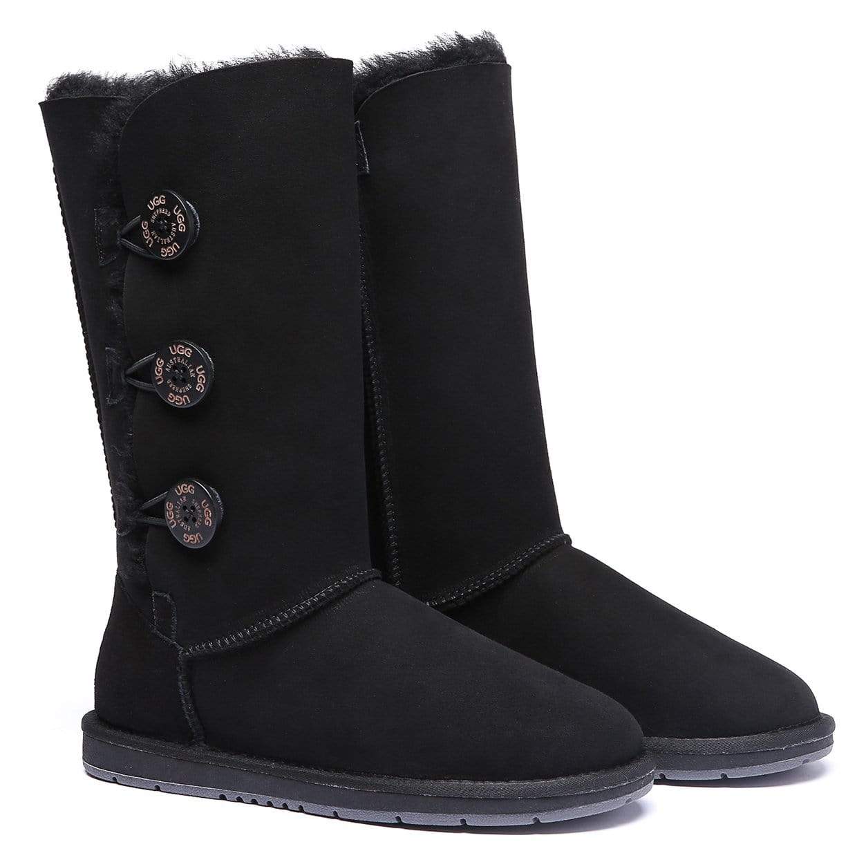 EverUgg Classic Tall 3-Button UGG Boots for women, featuring a tall design with three decorative buttons and plush shearling interior.