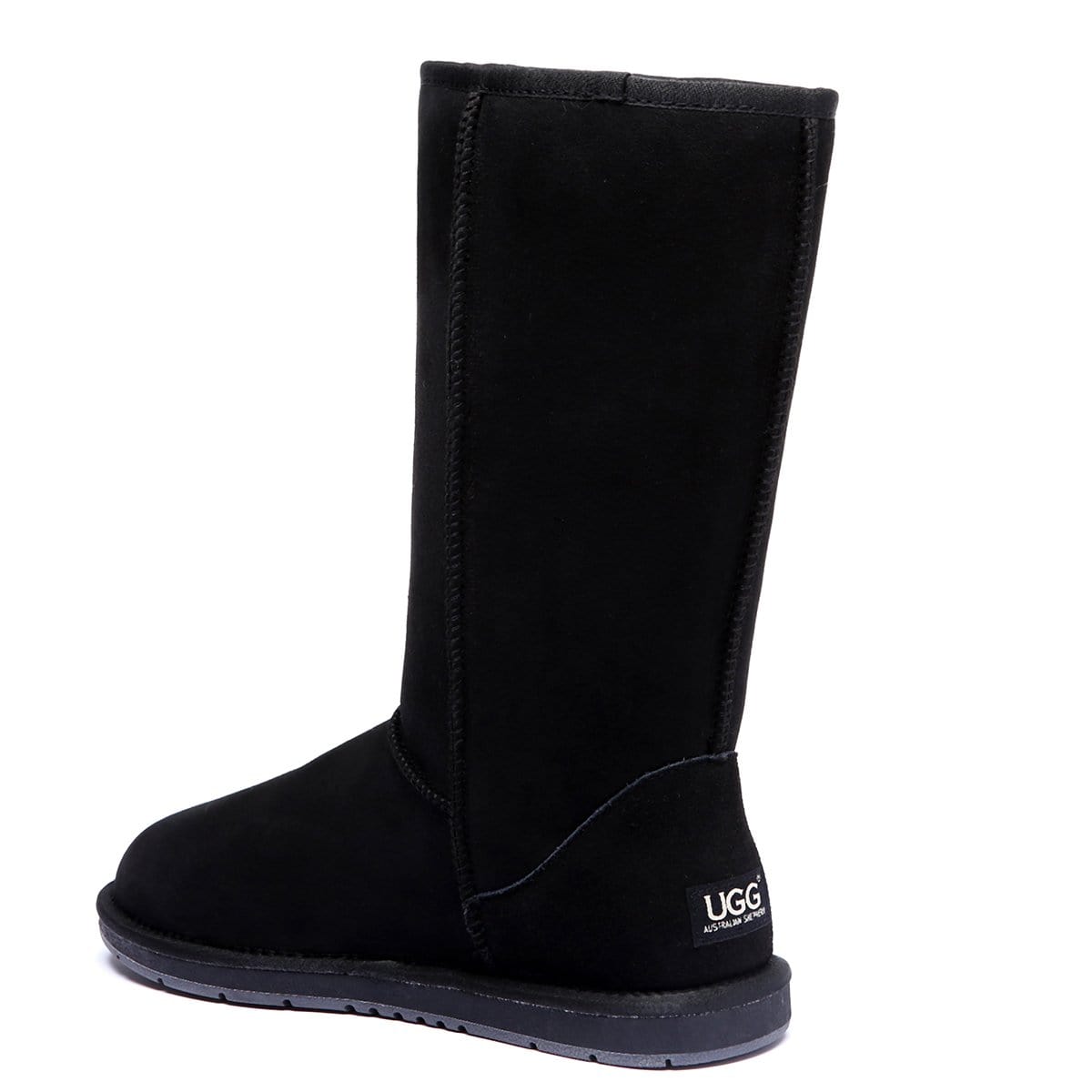 EverUgg classic tall UGG boots for women, featuring soft sheepskin lining and rugged rubber soles, displayed on a neutral background.
