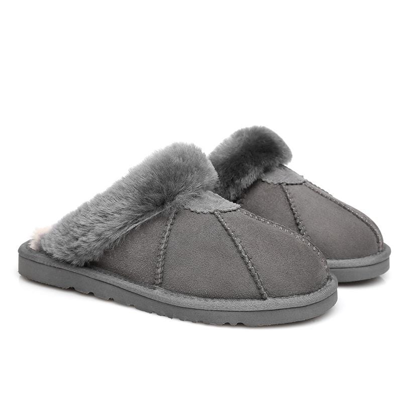 EverUgg Frankie UGG slippers for women, soft plush interior, cozy slip-on shoes with a casual design, in neutral color.