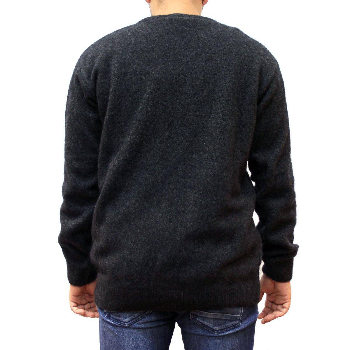 Men's charcoal crew neck jumper made from possum and merino wool by Koru, featuring a cozy and stylish knit design.